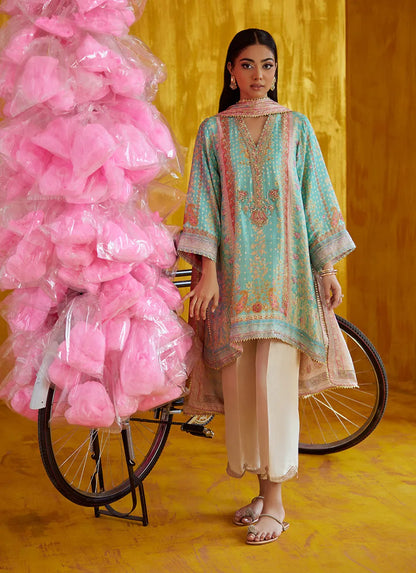 Farah Talib Aziz Mayna Festive Prints '25 - Juni Aqua Shirt And Dupatta