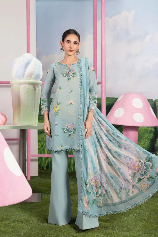 3 Pc Unstitched Embroidered Lawn Suit - MB-CUSV13-08B