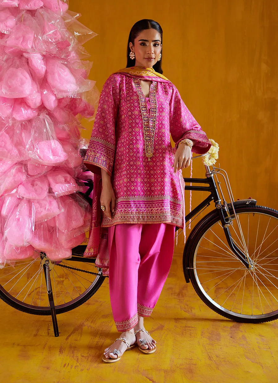 Farah Talib Aziz Mayna Festive Prints '25 - Nazli Hot Pink Shirt And Dupatta