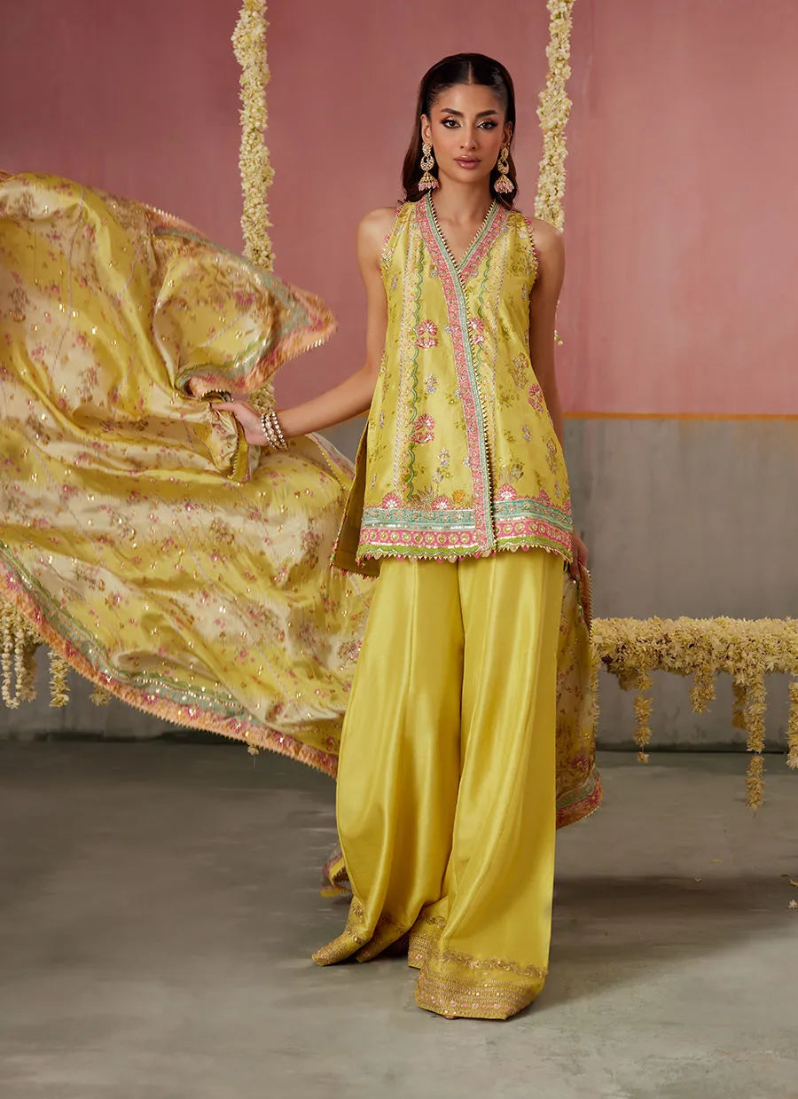 Farah Talib Aziz Mayna Festive Prints '25 - Zaria Kiwi Shirt And Dupatta