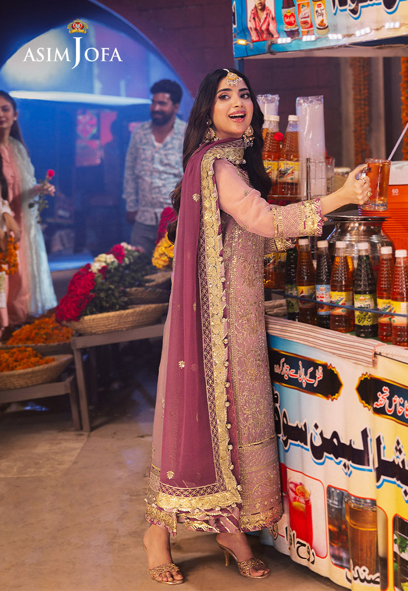 AJKK-04 EMBROIDERED CHIFFON 3 PCS PINK SUIT-SET