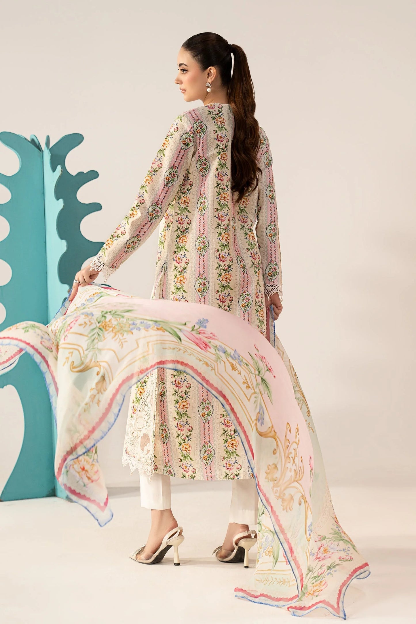 3 Piece Embroidered Lawn Suit - MPS-3010-A-Small