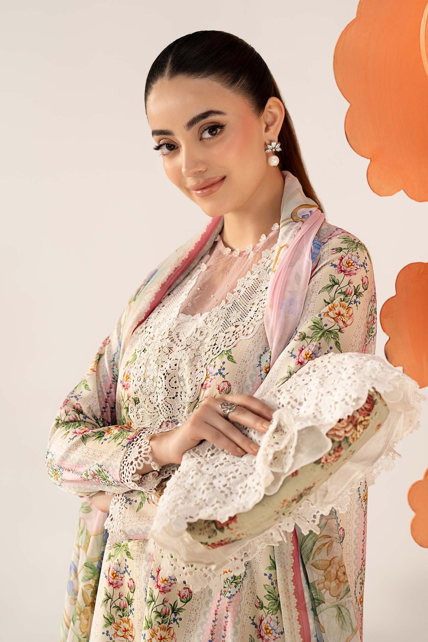 3 Piece Embroidered Lawn Suit - MPS-3010-A-Small