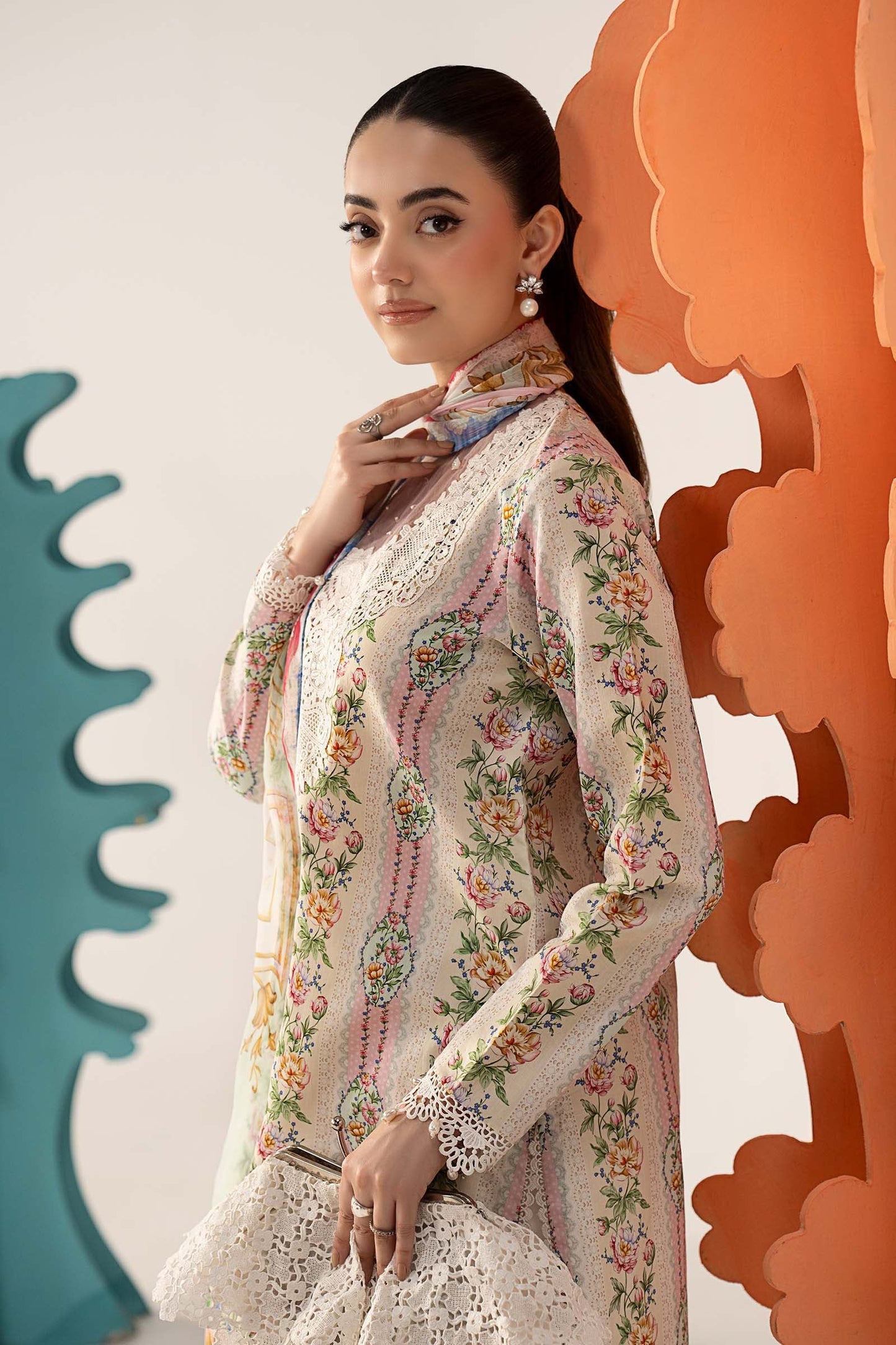 3 Piece Embroidered Lawn Suit - MPS-3010-A-Small
