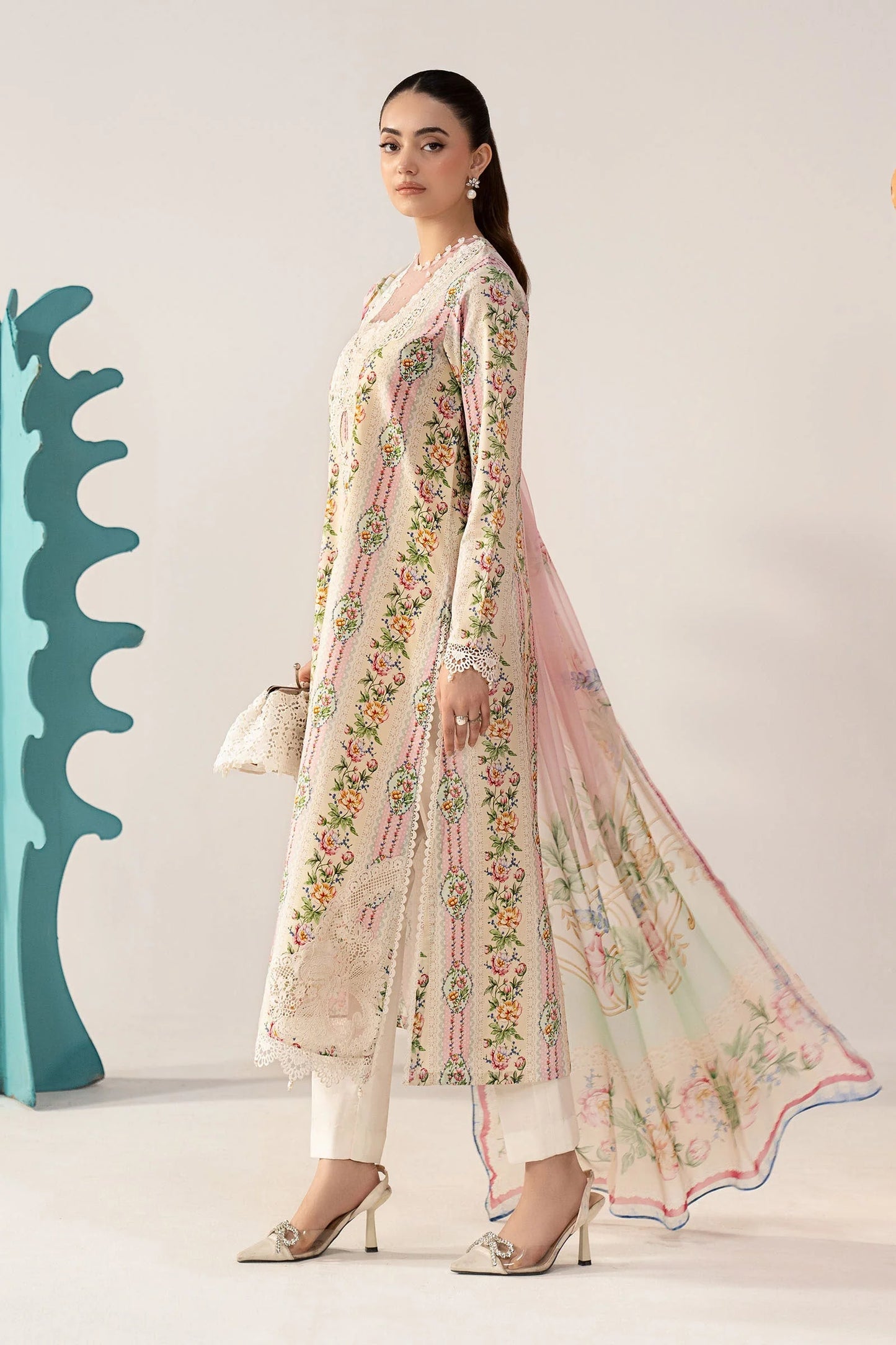 3 Piece Embroidered Lawn Suit - MPS-3010-A-Small