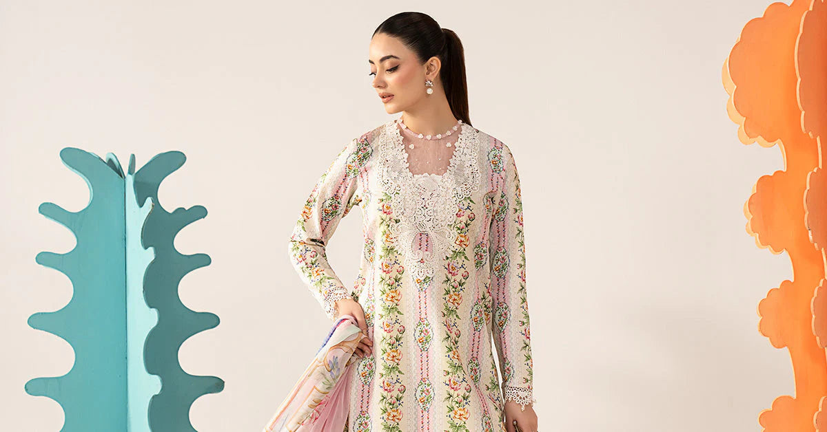 3 Piece Embroidered Lawn Suit - MPS-3010-A-Small