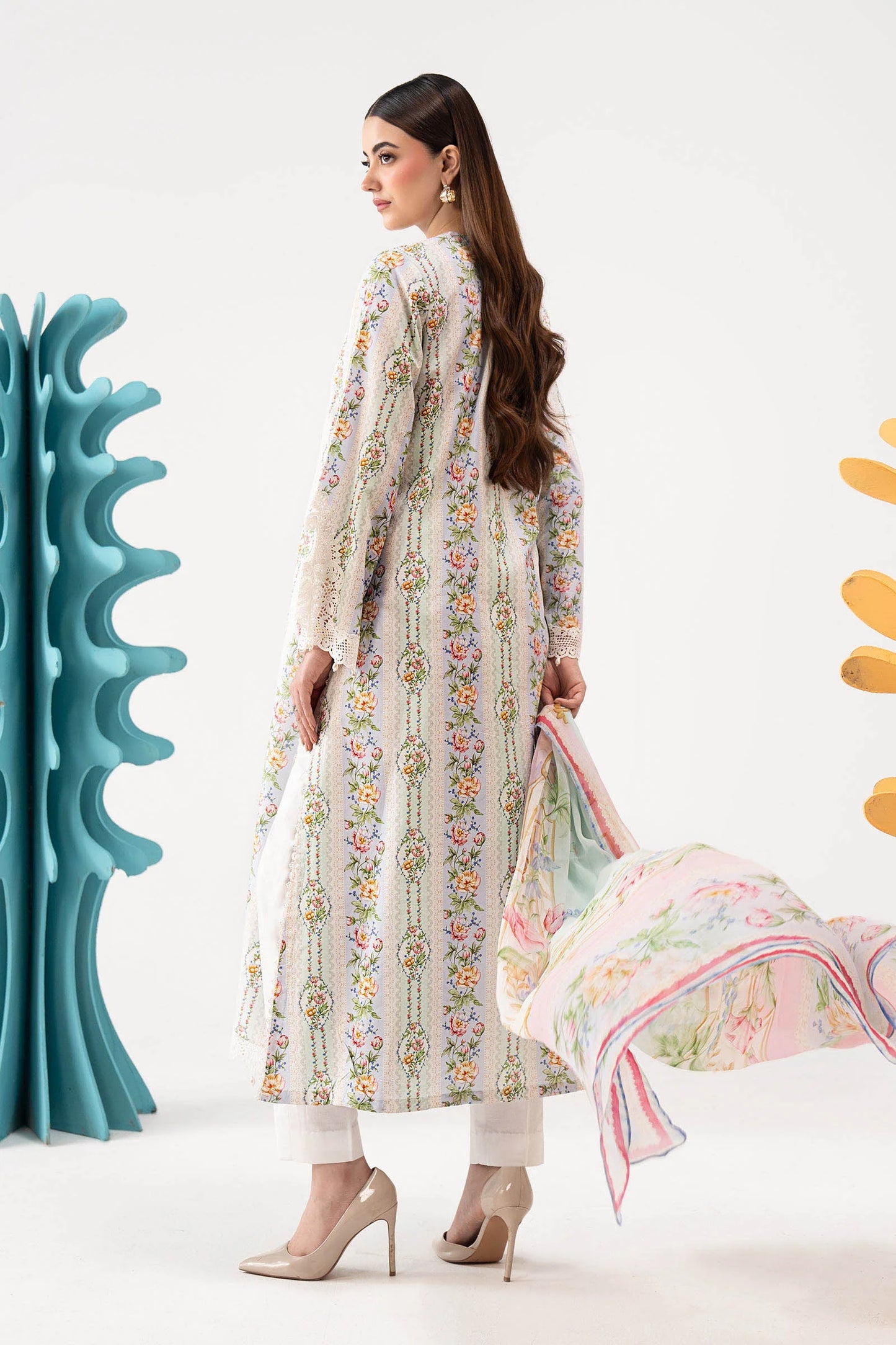 3 Piece Embroidered Lawn Suit - MPS-3010-B-Small