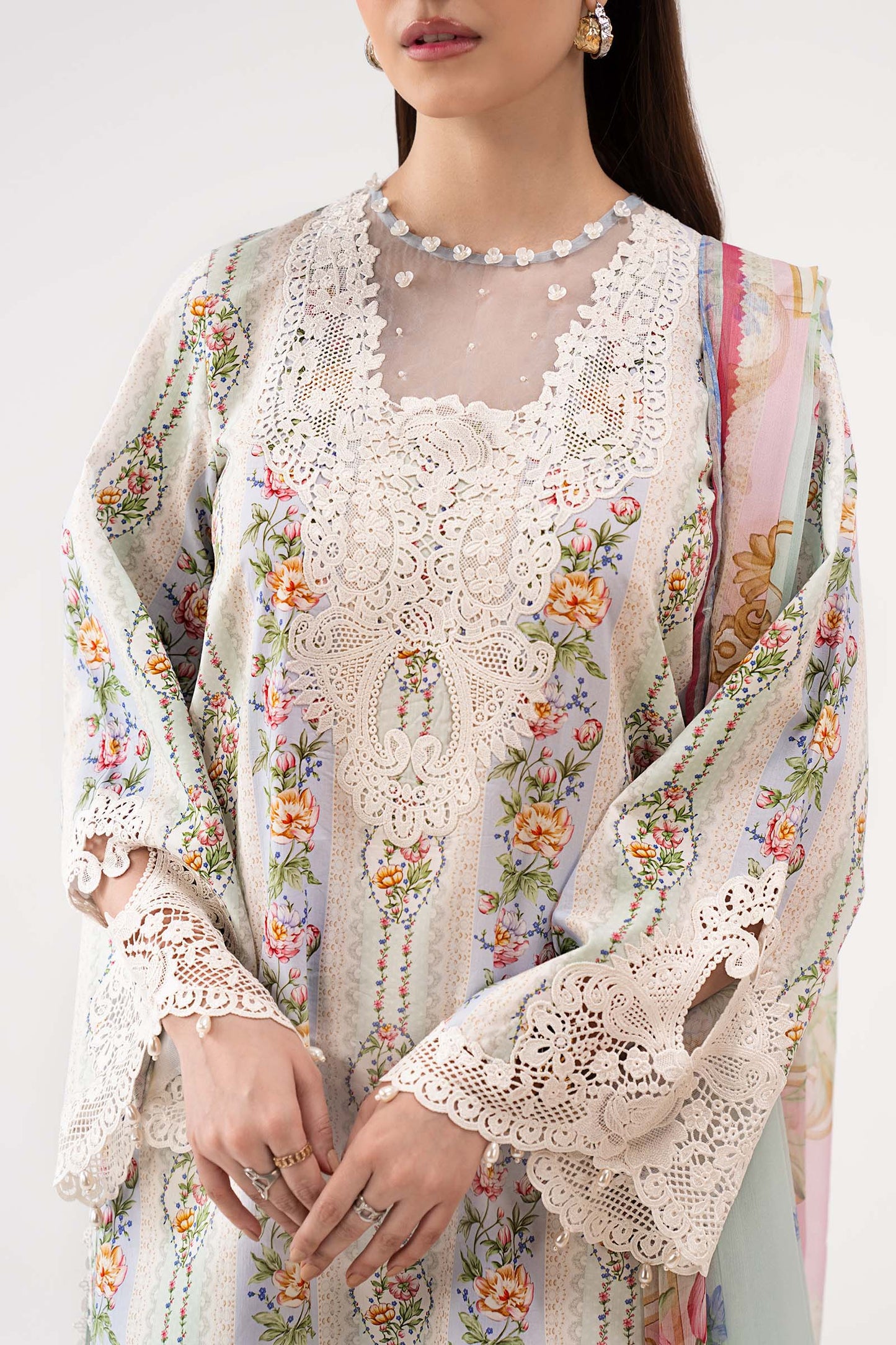 3 Piece Embroidered Lawn Suit - MPS-3010-B-Small