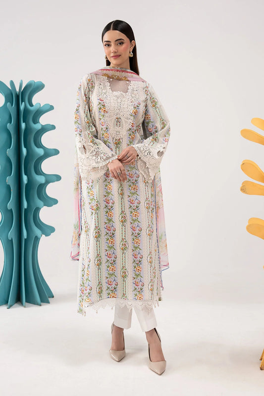3 Piece Embroidered Lawn Suit - MPS-3010-B-Small