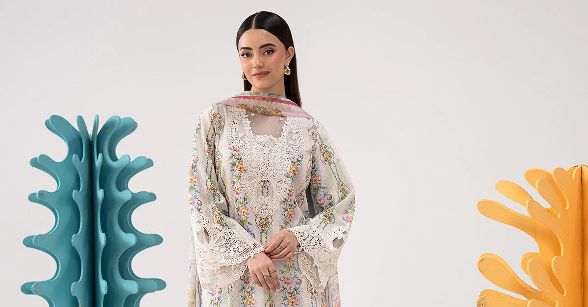 3 Piece Embroidered Lawn Suit - MPS-3010-B-Small