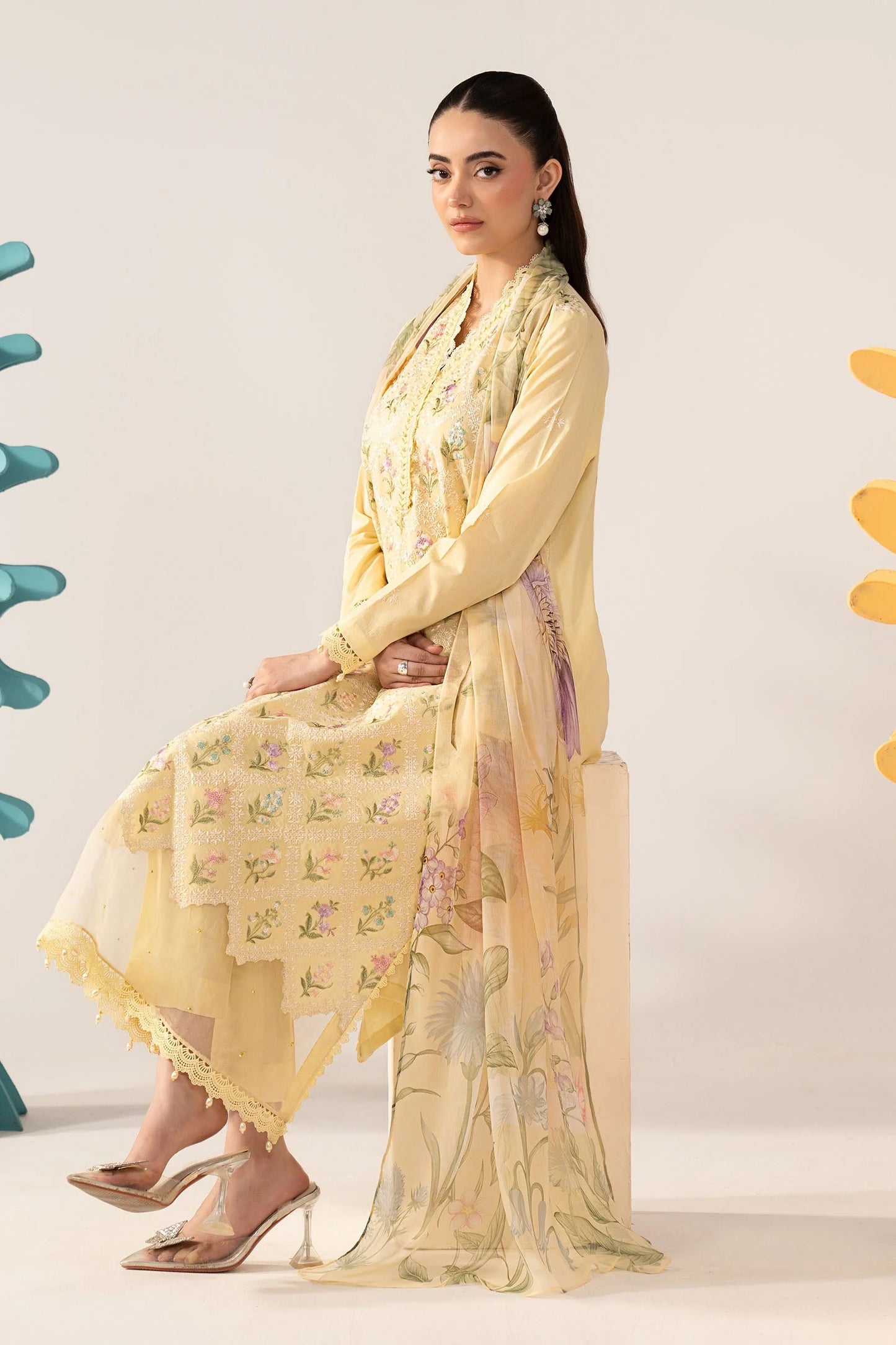 3 Piece Embroidered Lawn Suit - MPS-3001-A-Small