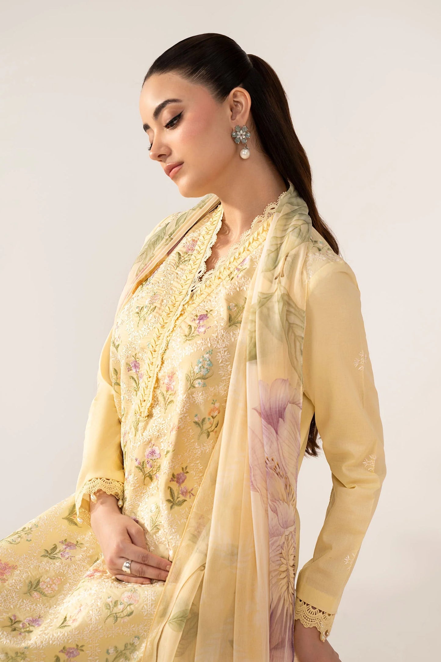 3 Piece Embroidered Lawn Suit - MPS-3001-A-Small