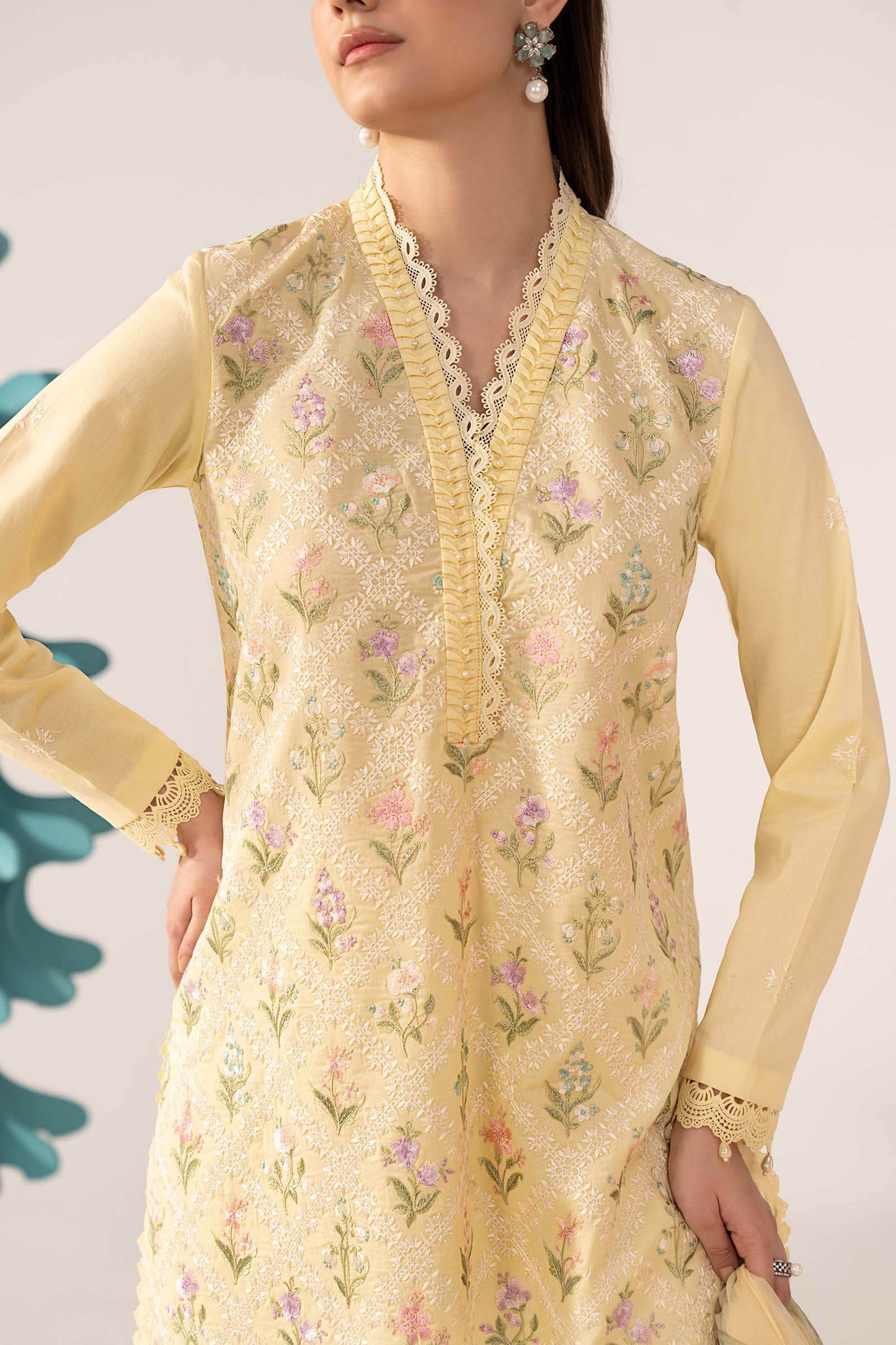 3 Piece Embroidered Lawn Suit - MPS-3001-A-Small