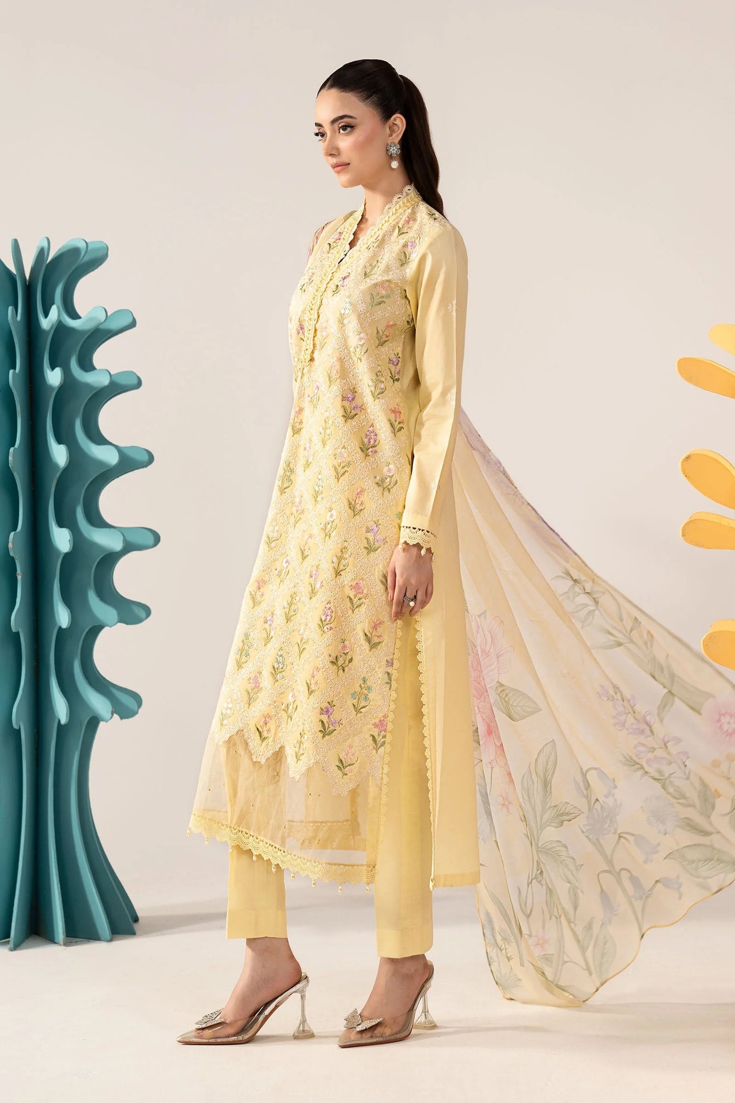 3 Piece Embroidered Lawn Suit - MPS-3001-A-Small
