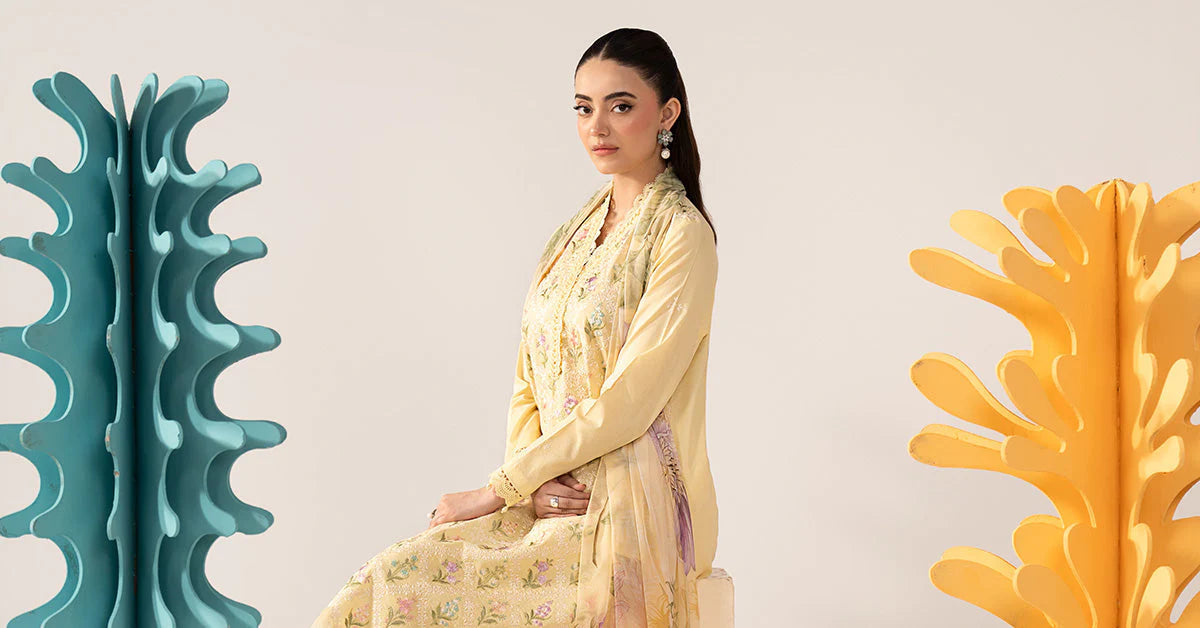 3 Piece Embroidered Lawn Suit - MPS-3001-A-Small