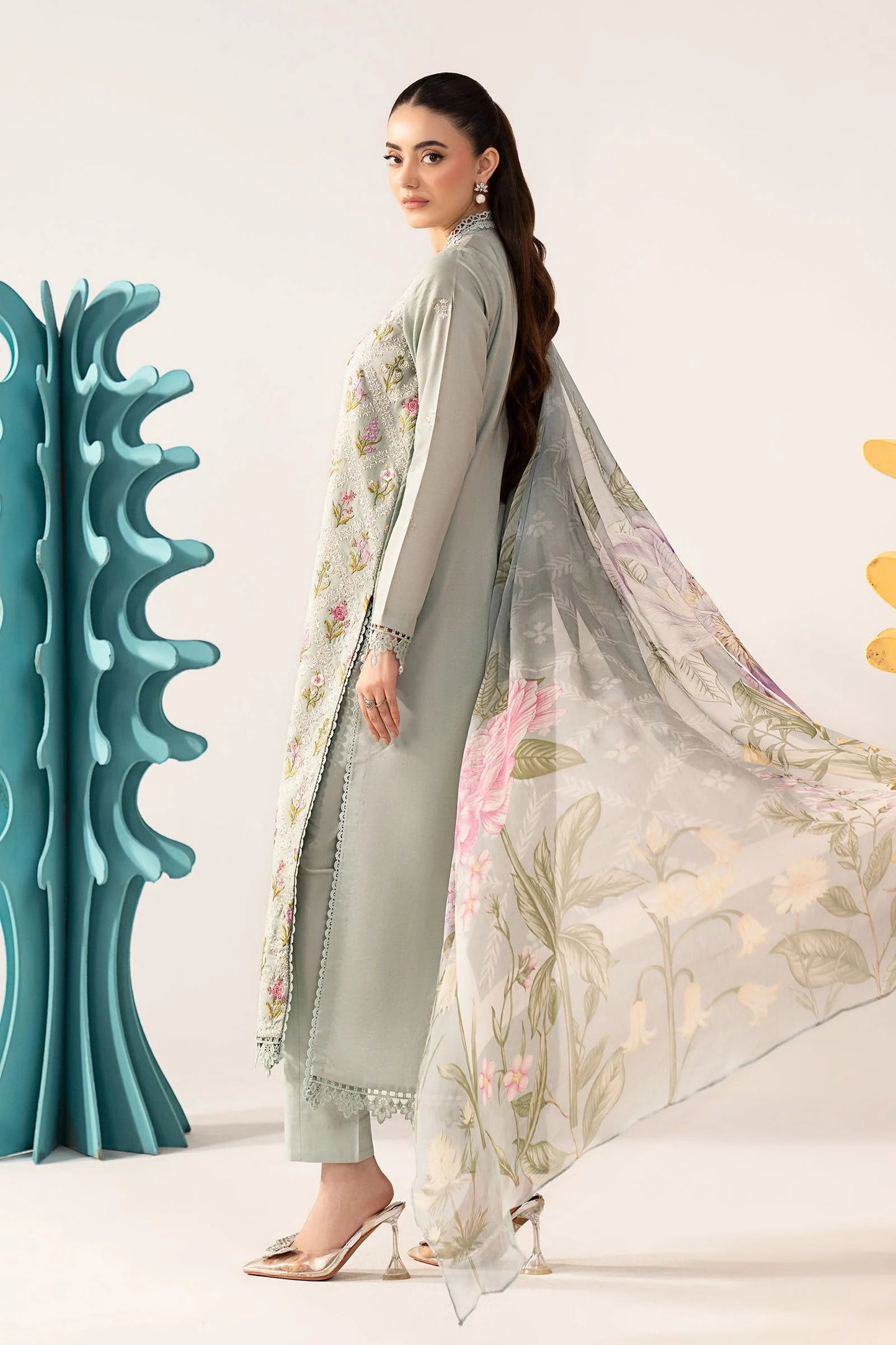 3 Piece Embroidered Lawn Suit - MPS-3001-B-Small