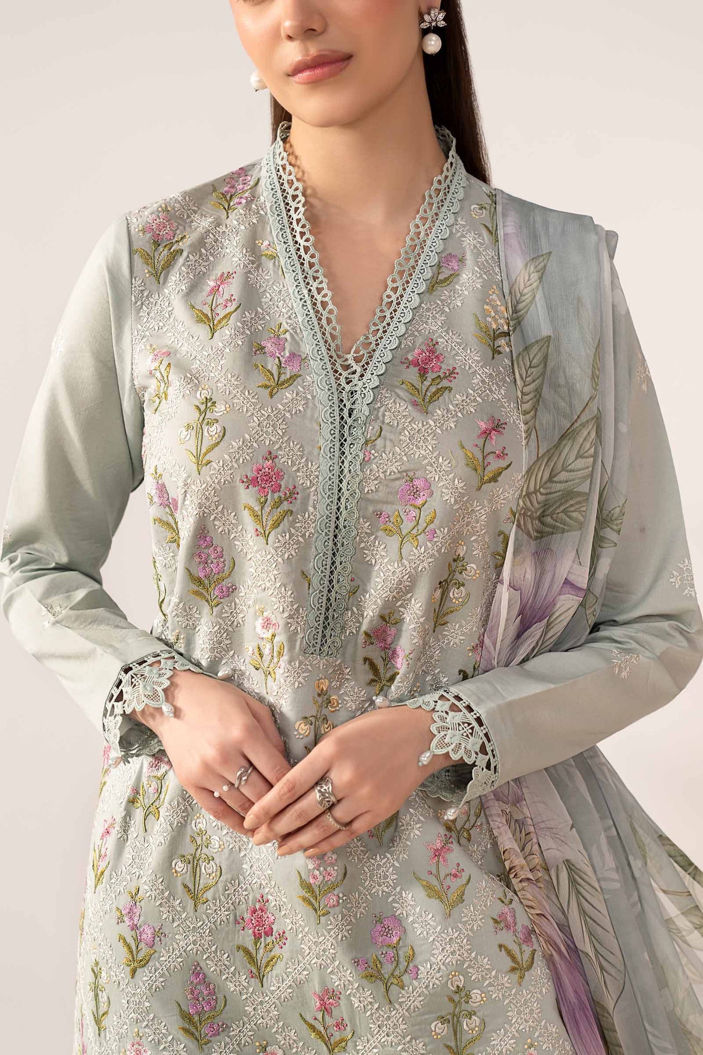 3 Piece Embroidered Lawn Suit - MPS-3001-B-Small