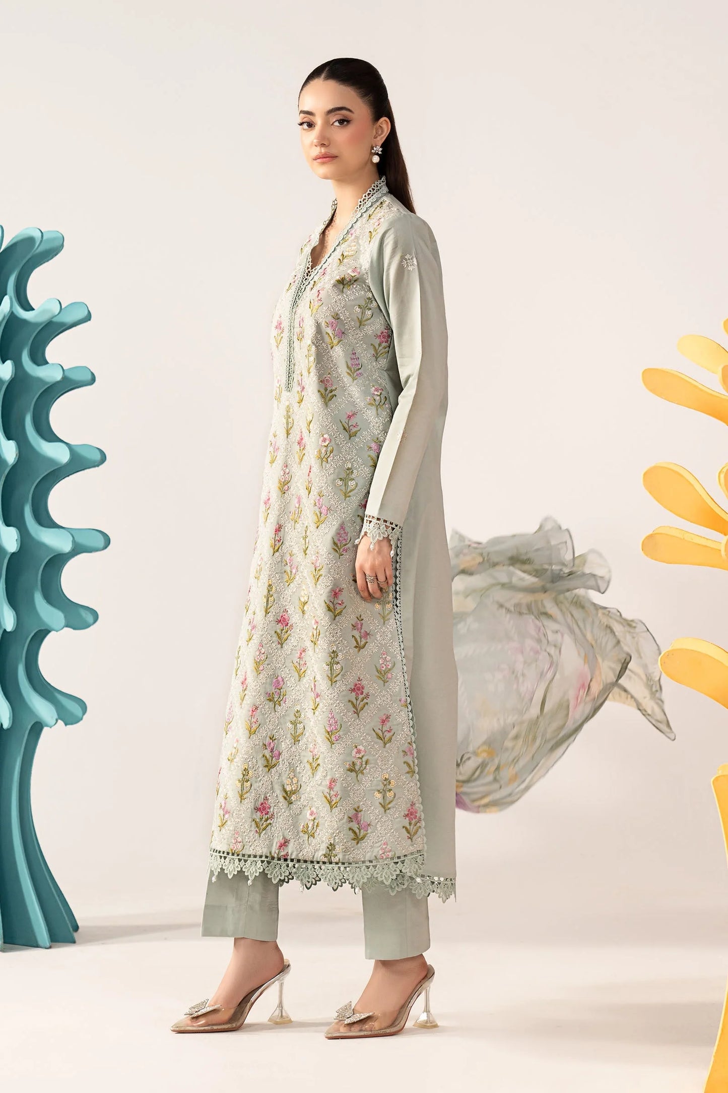 3 Piece Embroidered Lawn Suit - MPS-3001-B-Small