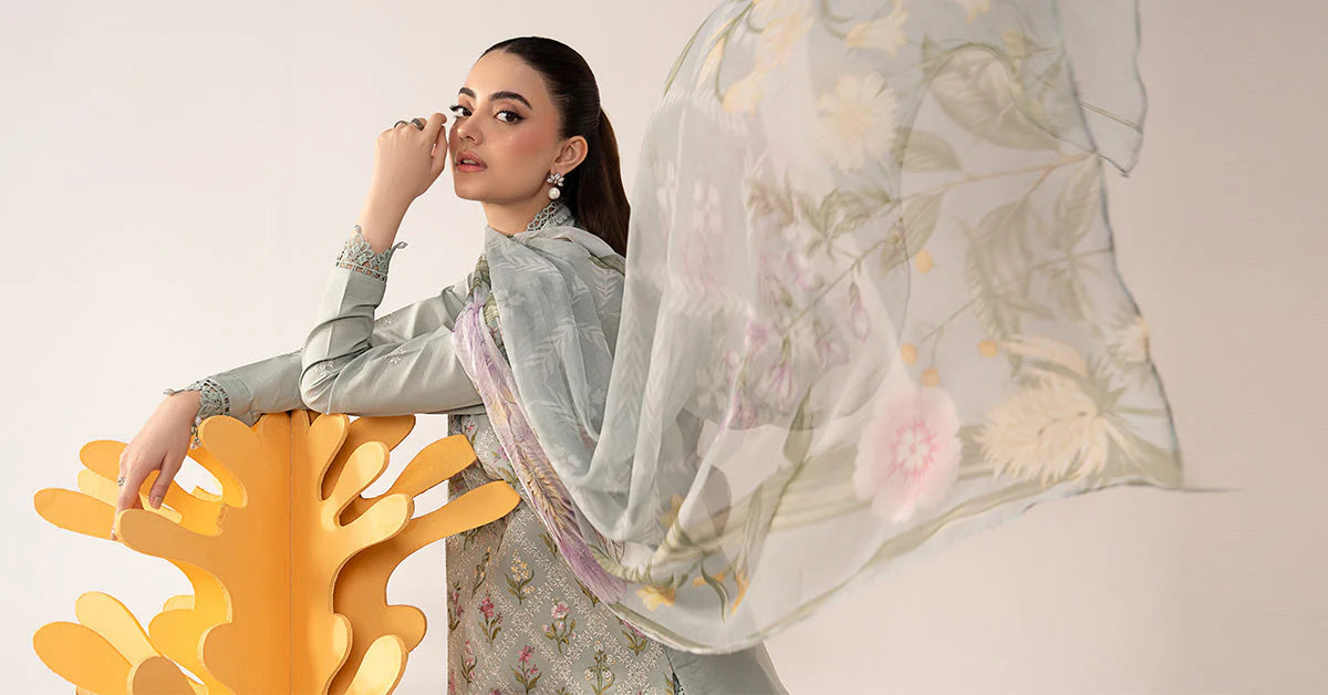 3 Piece Embroidered Lawn Suit - MPS-3001-B-Small