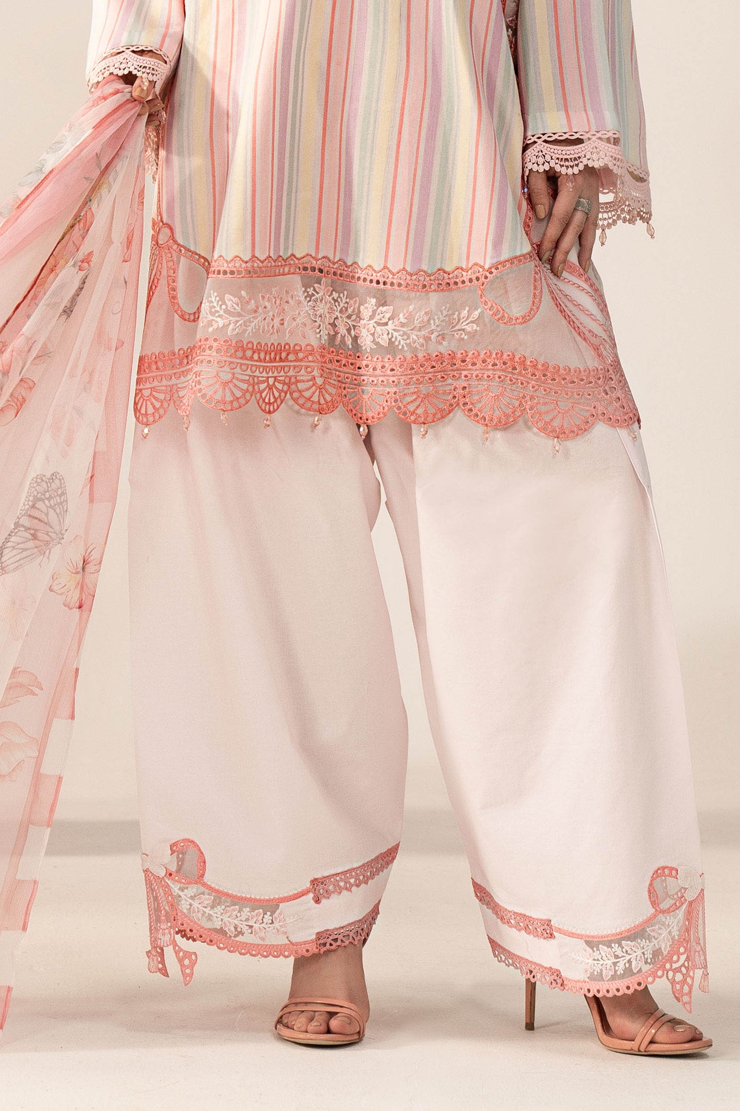 3 Piece Embroidered Jacquard Suit - MPS-3002-A-Small