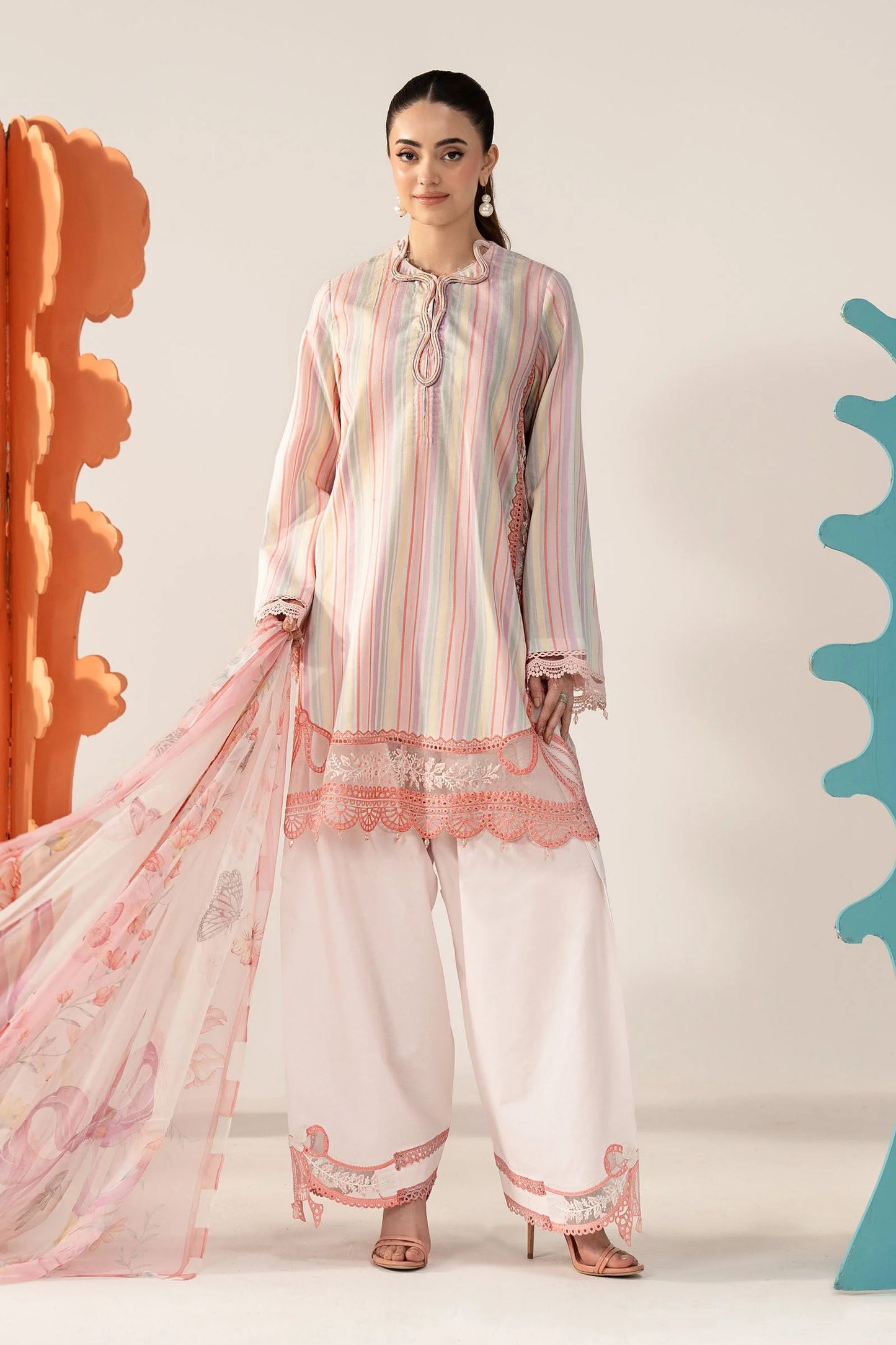 3 Piece Embroidered Jacquard Suit - MPS-3002-A-Small
