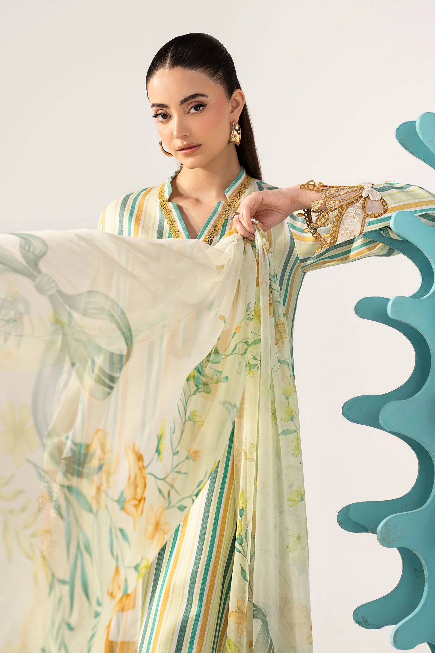 3 Piece Embroidered Jacquard Suit - MPS-3002-B-Small