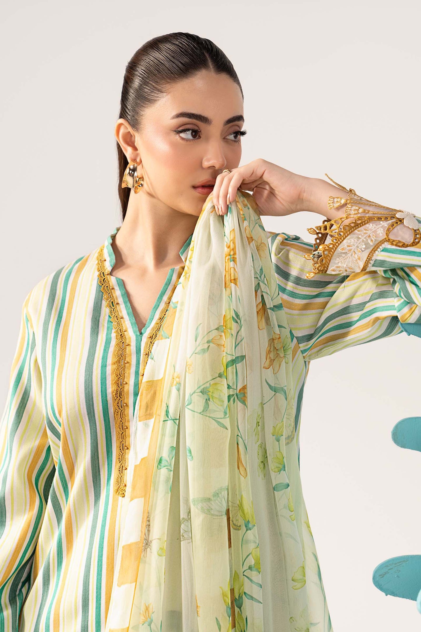 3 Piece Embroidered Jacquard Suit - MPS-3002-B-Small