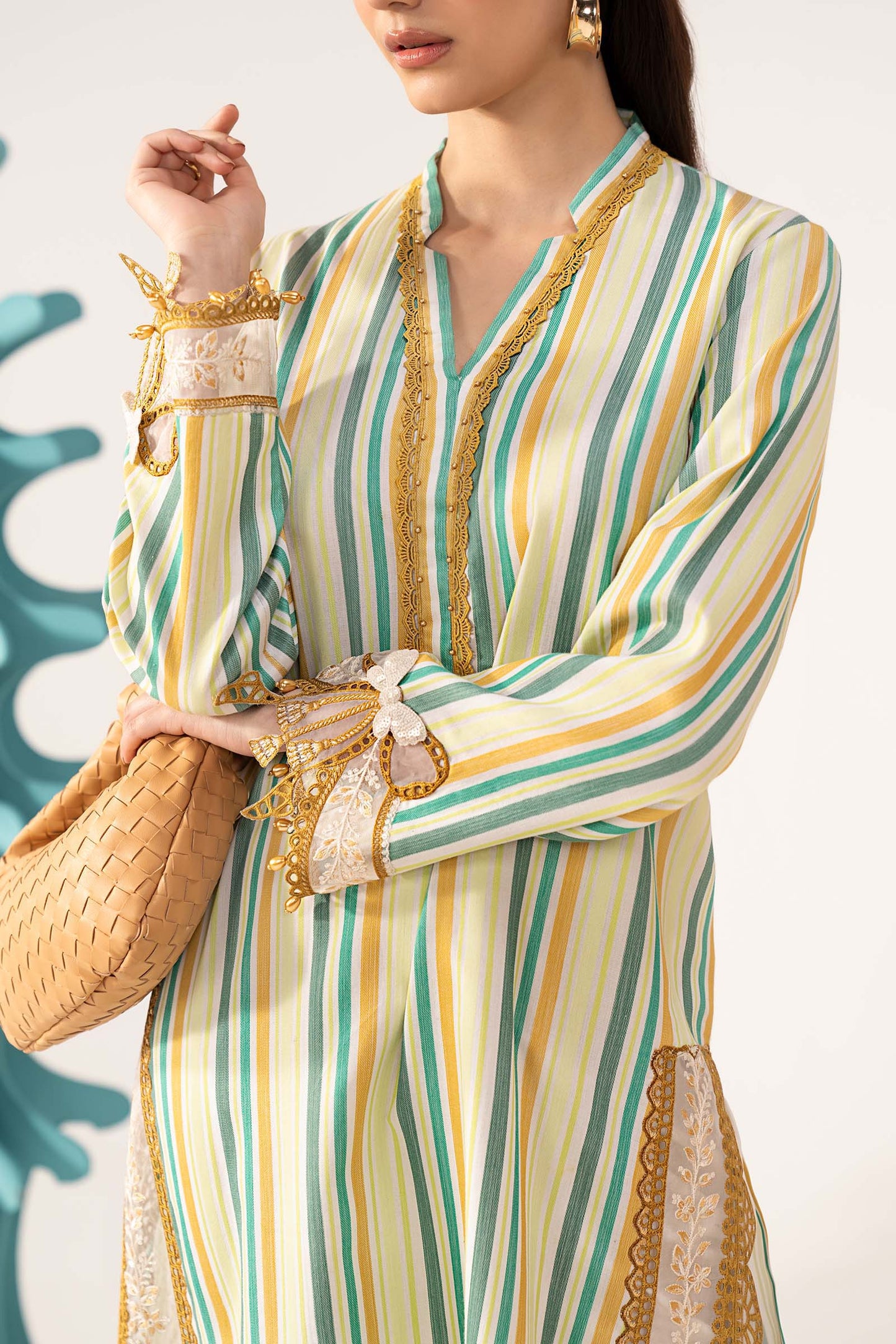 3 Piece Embroidered Jacquard Suit - MPS-3002-B-Small