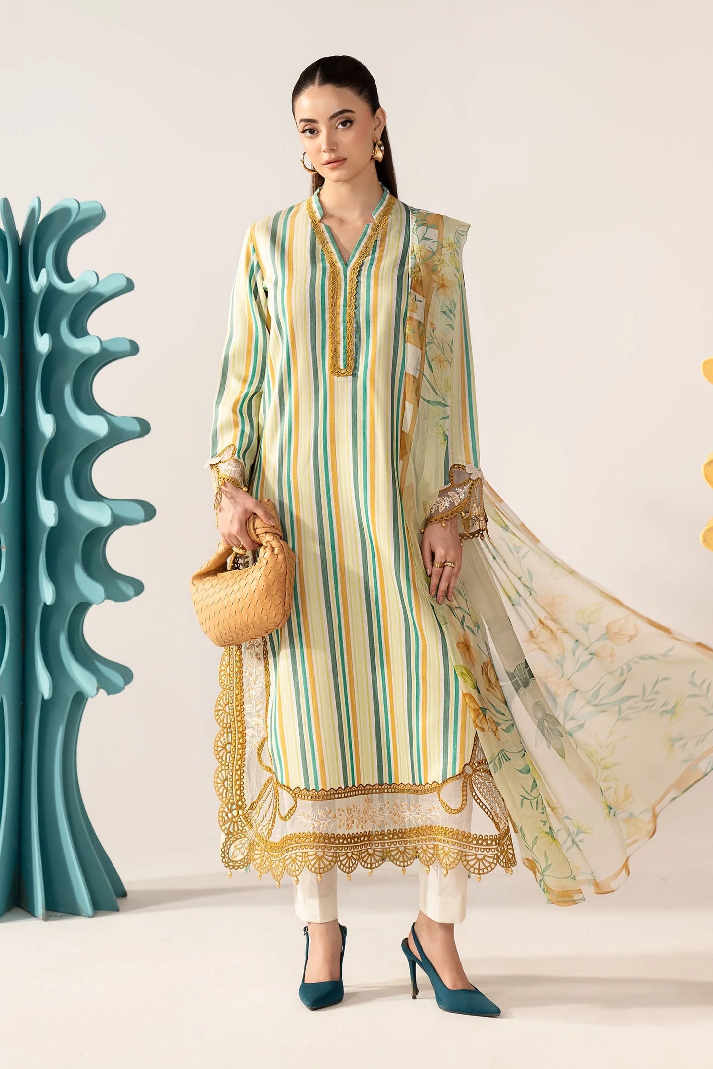 3 Piece Embroidered Jacquard Suit - MPS-3002-B-Small