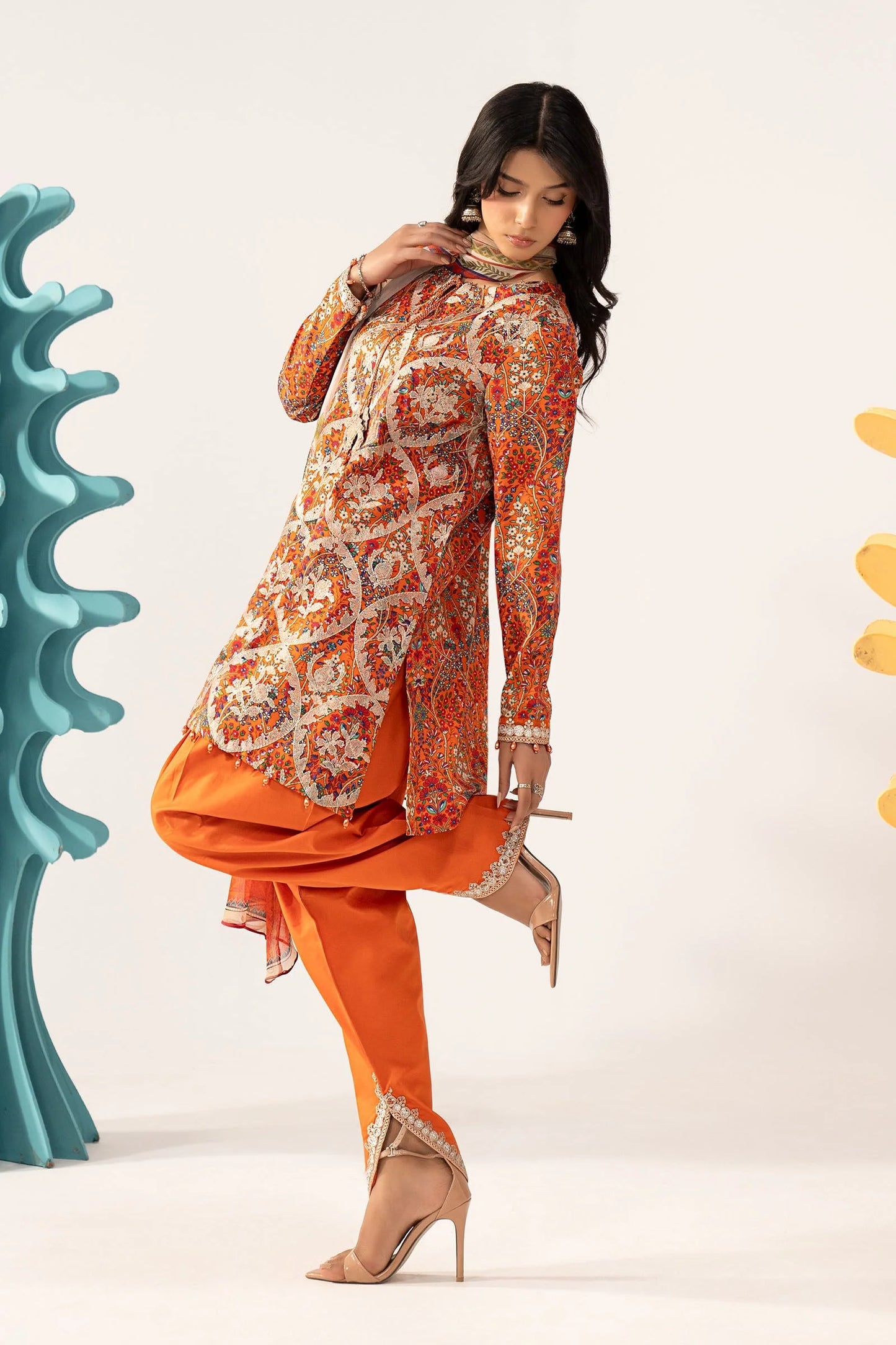 3 Piece Embroidered Lawn Suit - MPS-3003-A-Small