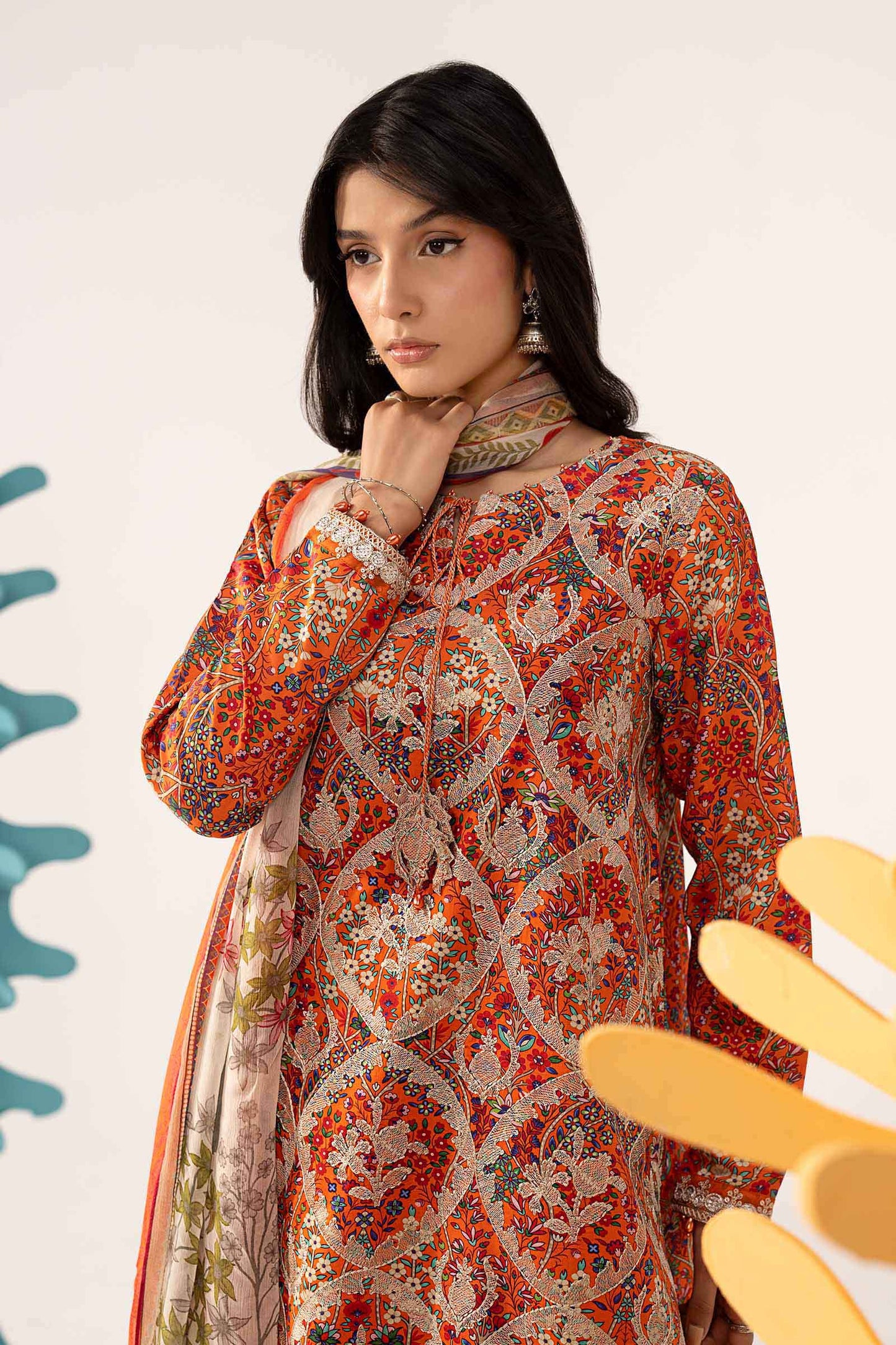 3 Piece Embroidered Lawn Suit - MPS-3003-A-Small