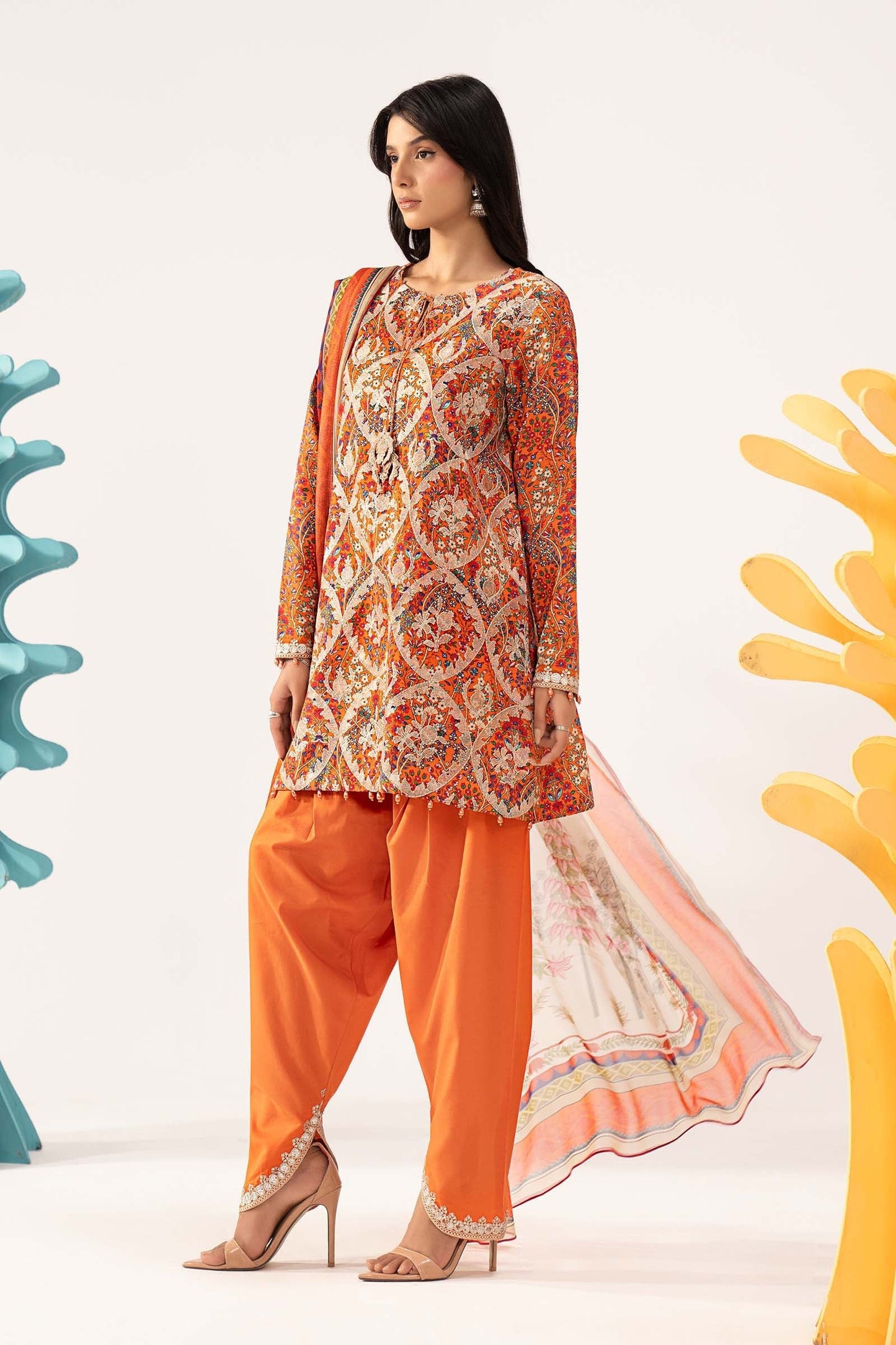 3 Piece Embroidered Lawn Suit - MPS-3003-A-Small
