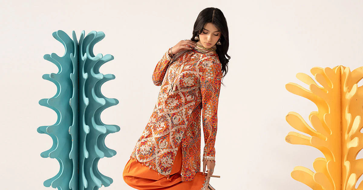 3 Piece Embroidered Lawn Suit - MPS-3003-A-Small