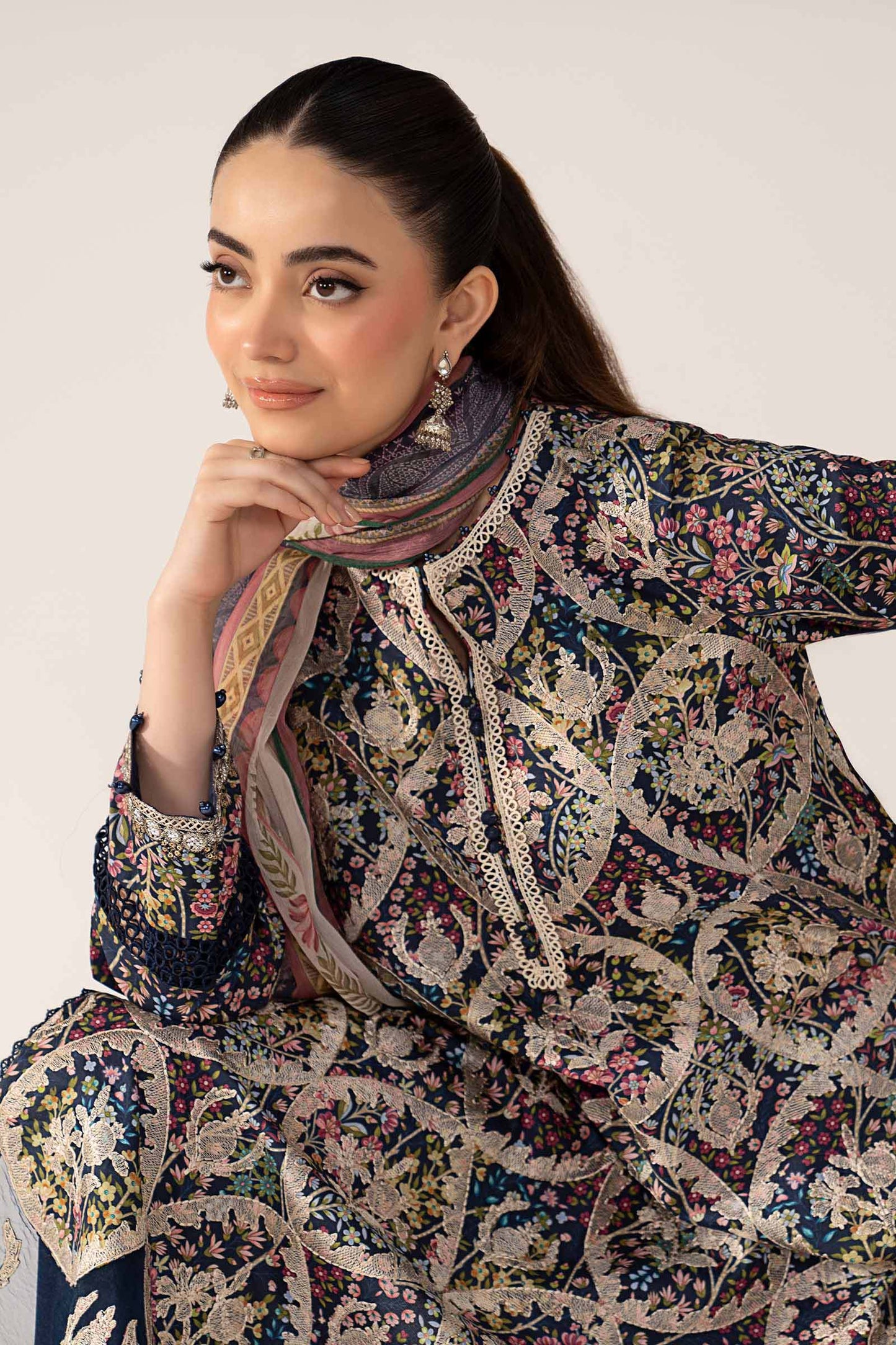 3 Piece Embroidered Lawn Suit - MPS-3003-B-Medium