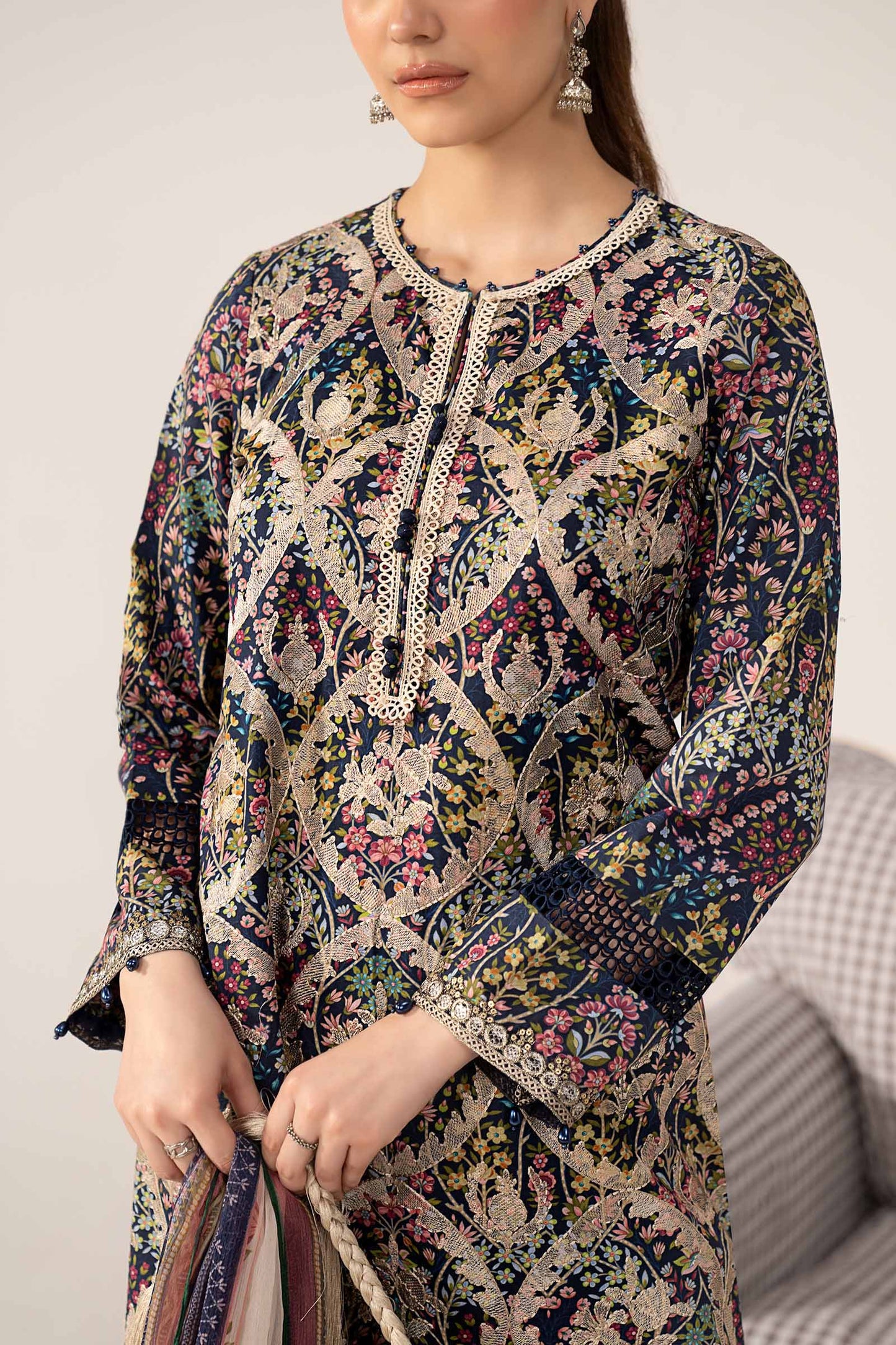 3 Piece Embroidered Lawn Suit - MPS-3003-B-Medium