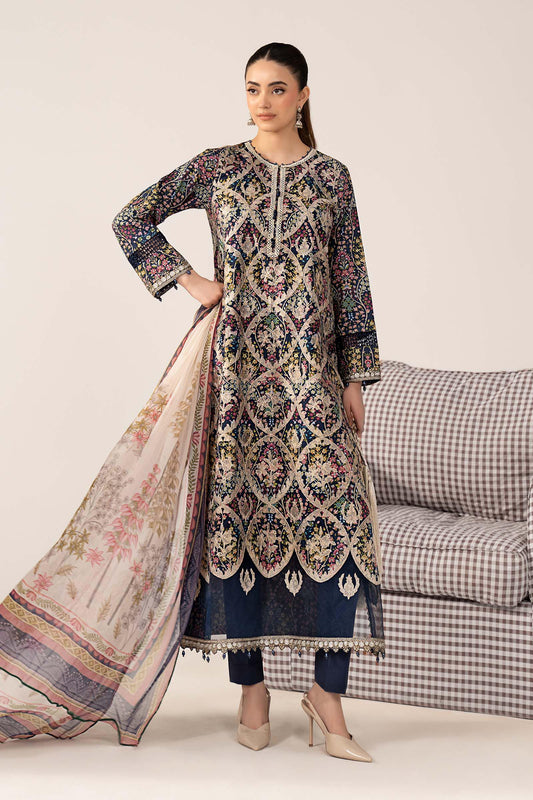 3 Piece Embroidered Lawn Suit - MPS-3003-B-Medium