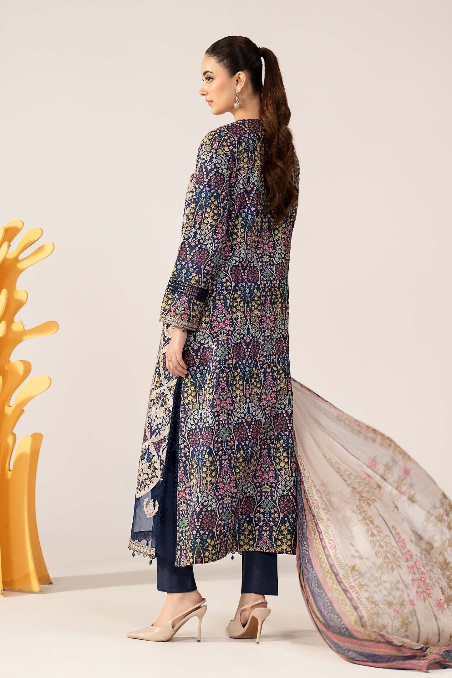3 Piece Embroidered Lawn Suit - MPS-3003-B-Medium