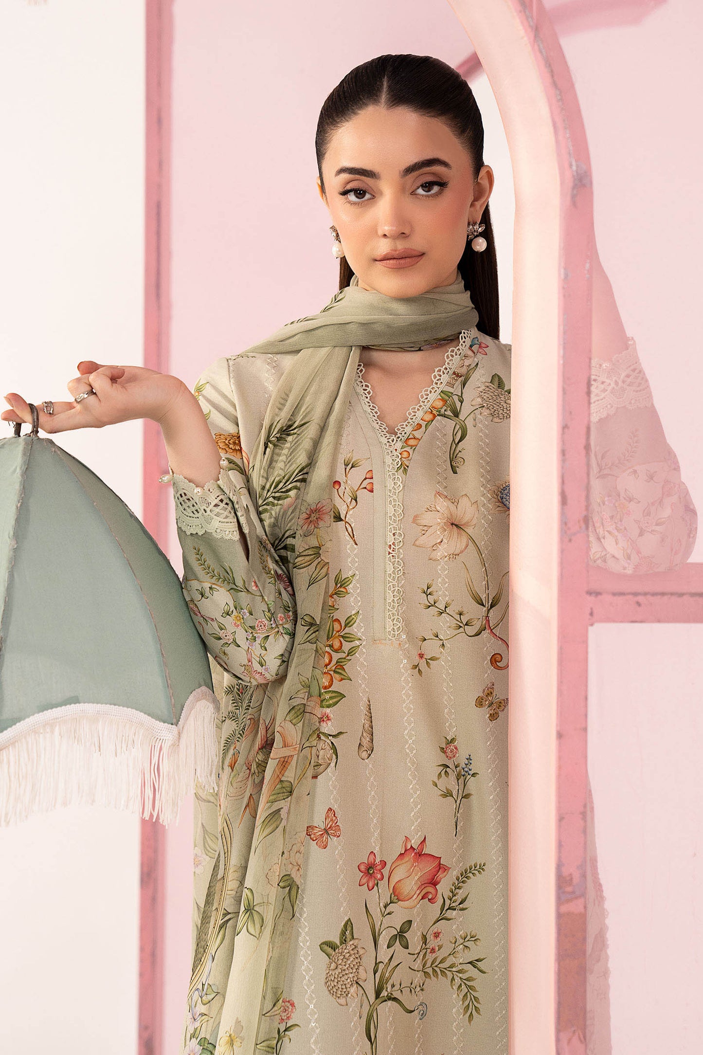 3 Piece Embroidered Lawn Suit - MPS-3004-B-Small