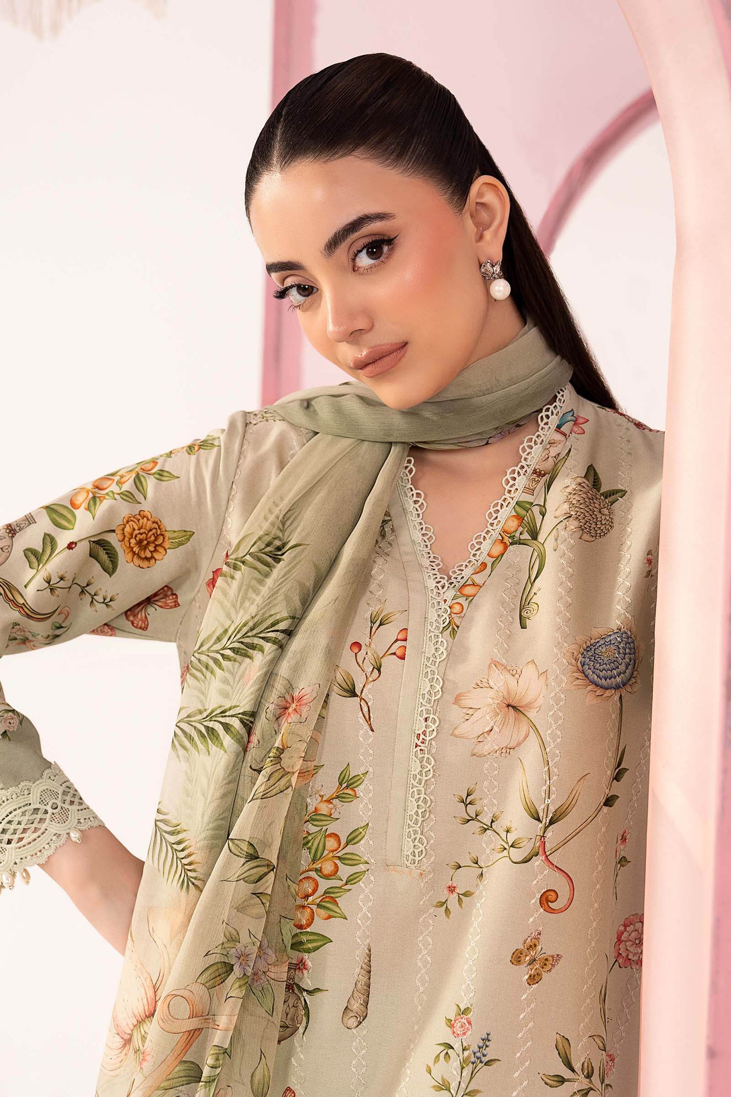 3 Piece Embroidered Lawn Suit - MPS-3004-B-Small