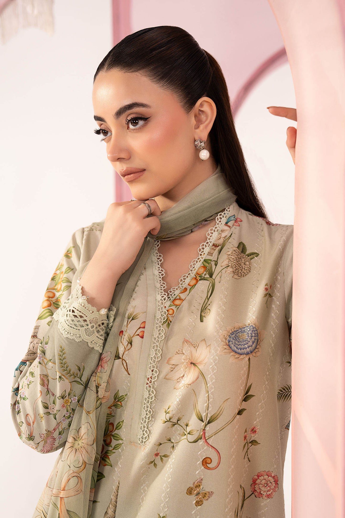 3 Piece Embroidered Lawn Suit - MPS-3004-B-Small