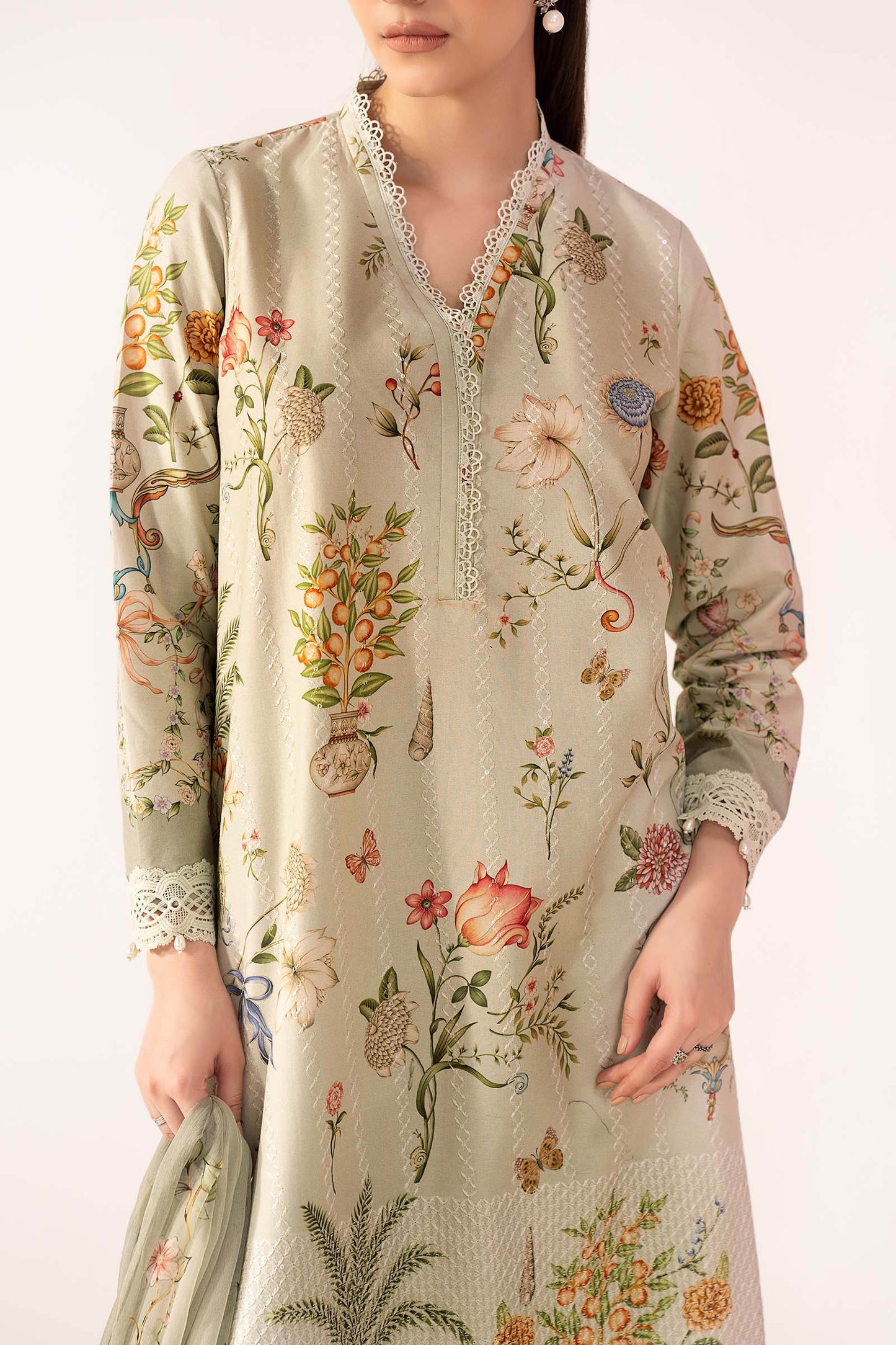 3 Piece Embroidered Lawn Suit - MPS-3004-B-Small