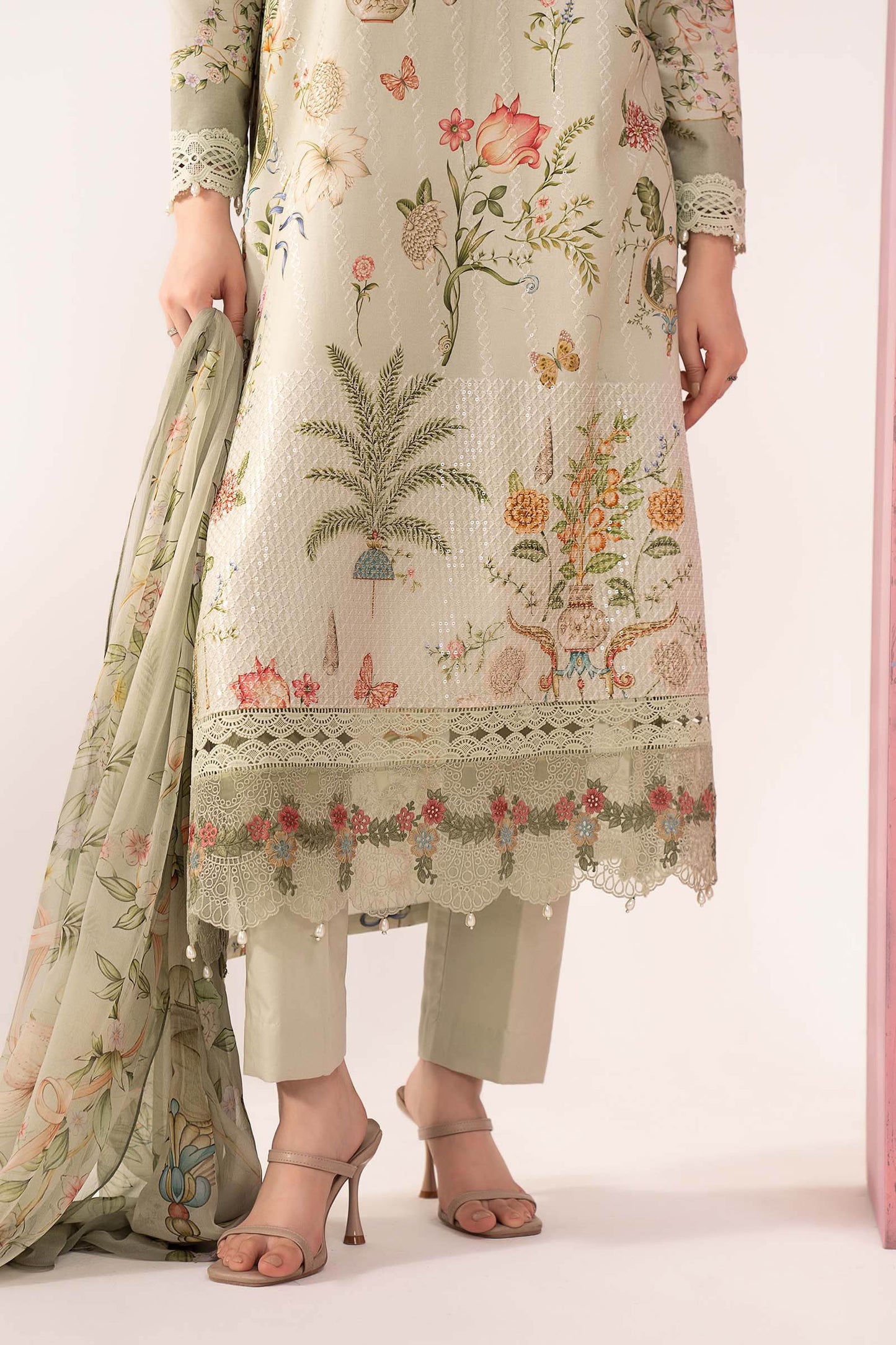3 Piece Embroidered Lawn Suit - MPS-3004-B-Small