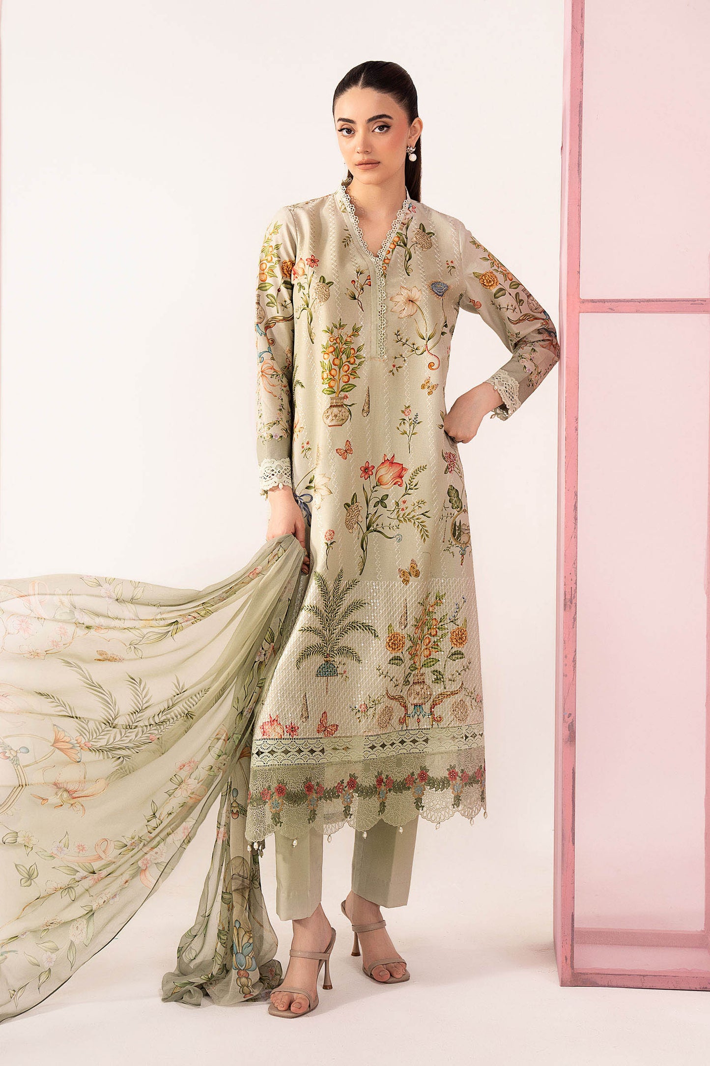3 Piece Embroidered Lawn Suit - MPS-3004-B-Small
