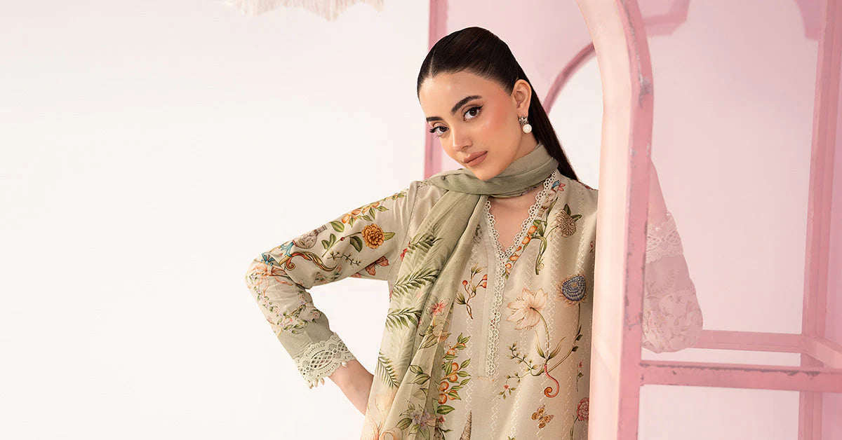3 Piece Embroidered Lawn Suit - MPS-3004-B-Small