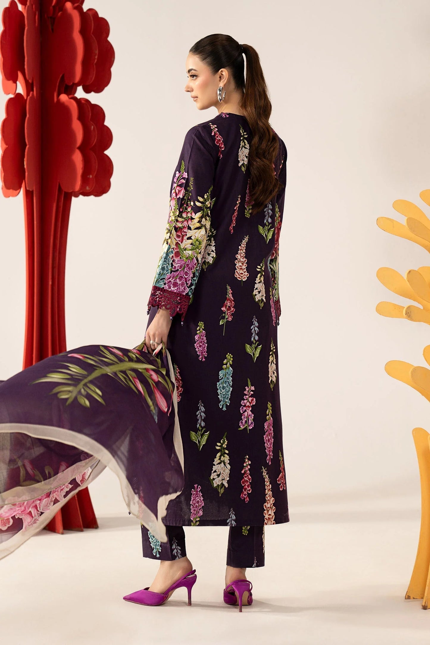 3 Piece Embroidered Lawn Suit - MPS-3005-A-Small