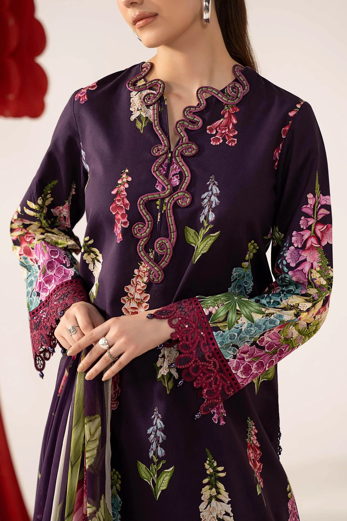 3 Piece Embroidered Lawn Suit - MPS-3005-A-Small