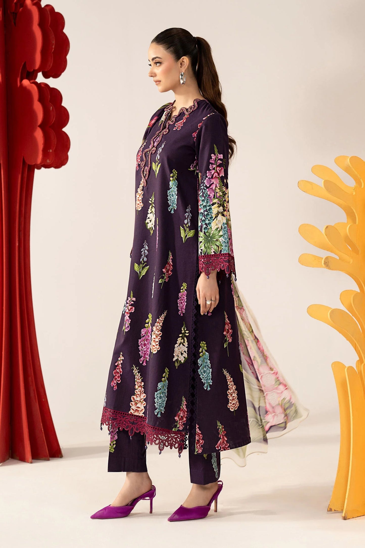 3 Piece Embroidered Lawn Suit - MPS-3005-A-Small