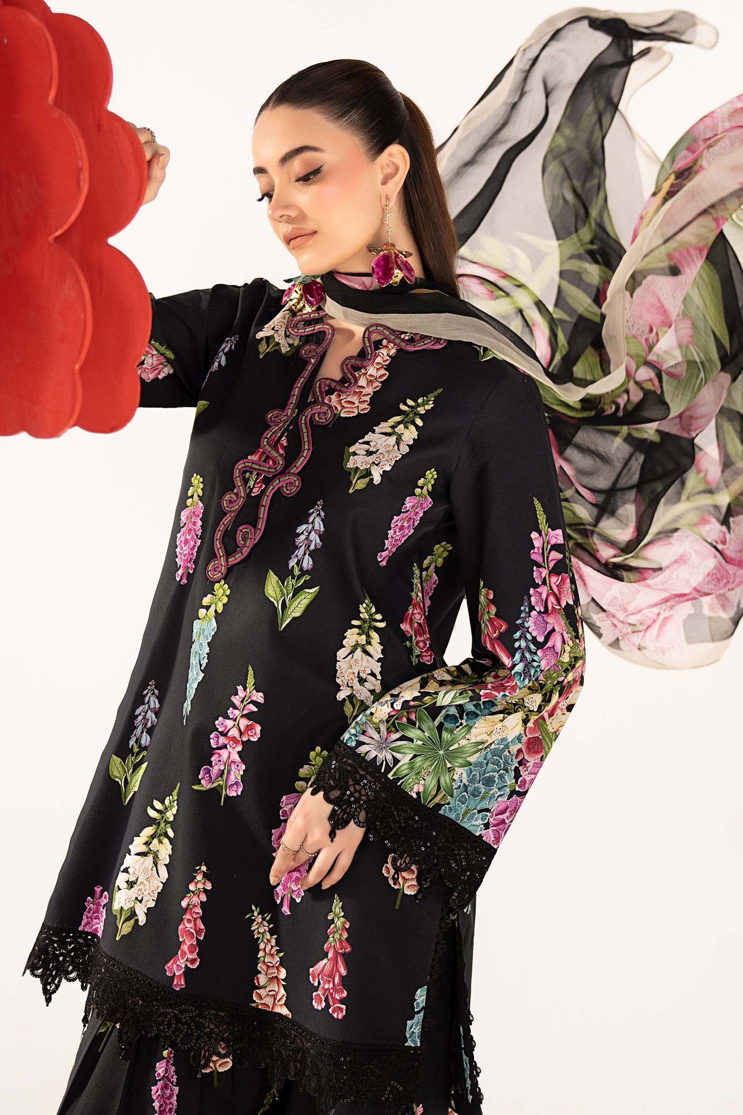 3 Piece Embroidered Lawn Suit - MPS-3005-B-Small