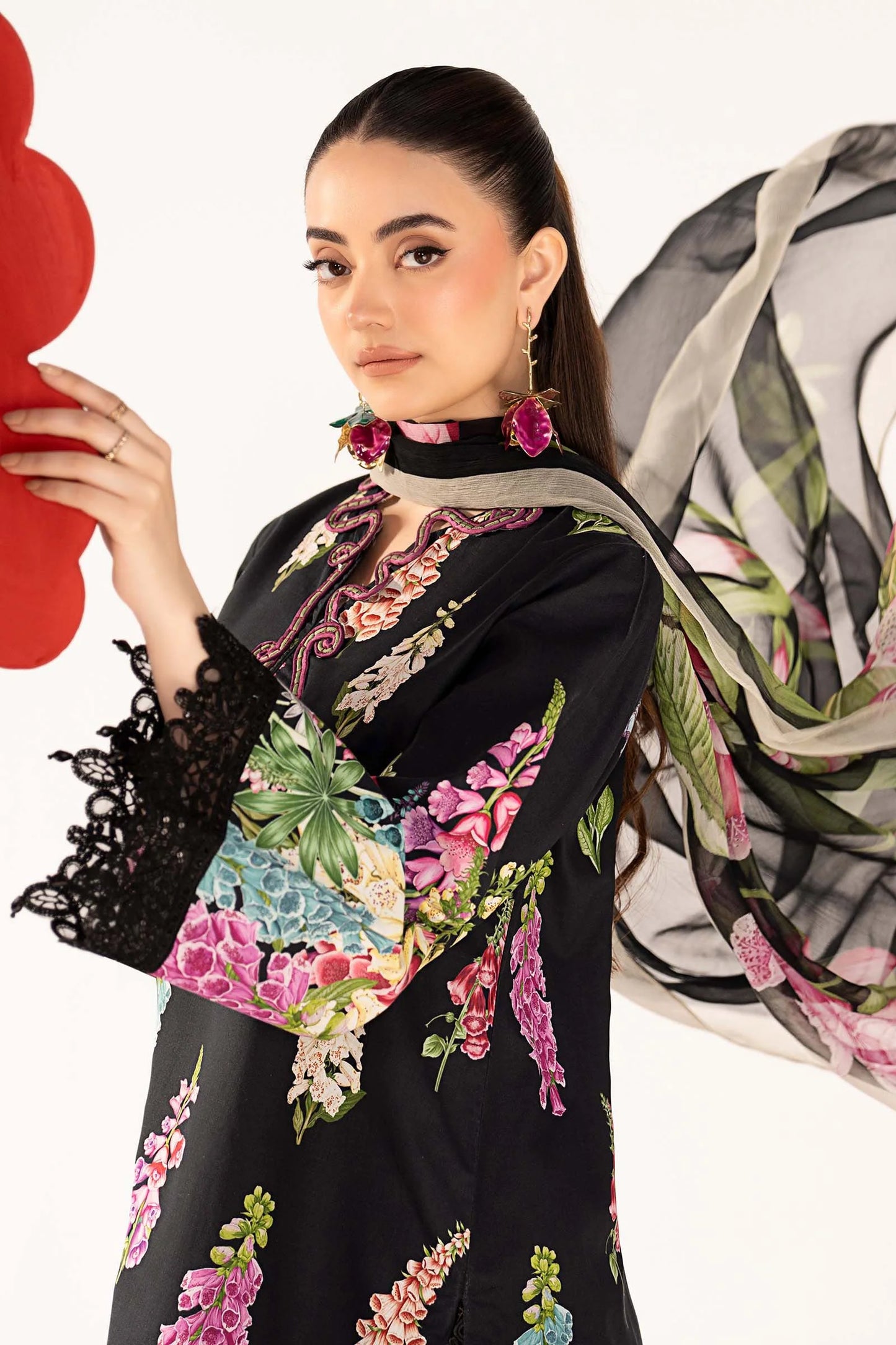 3 Piece Embroidered Lawn Suit - MPS-3005-B-Small
