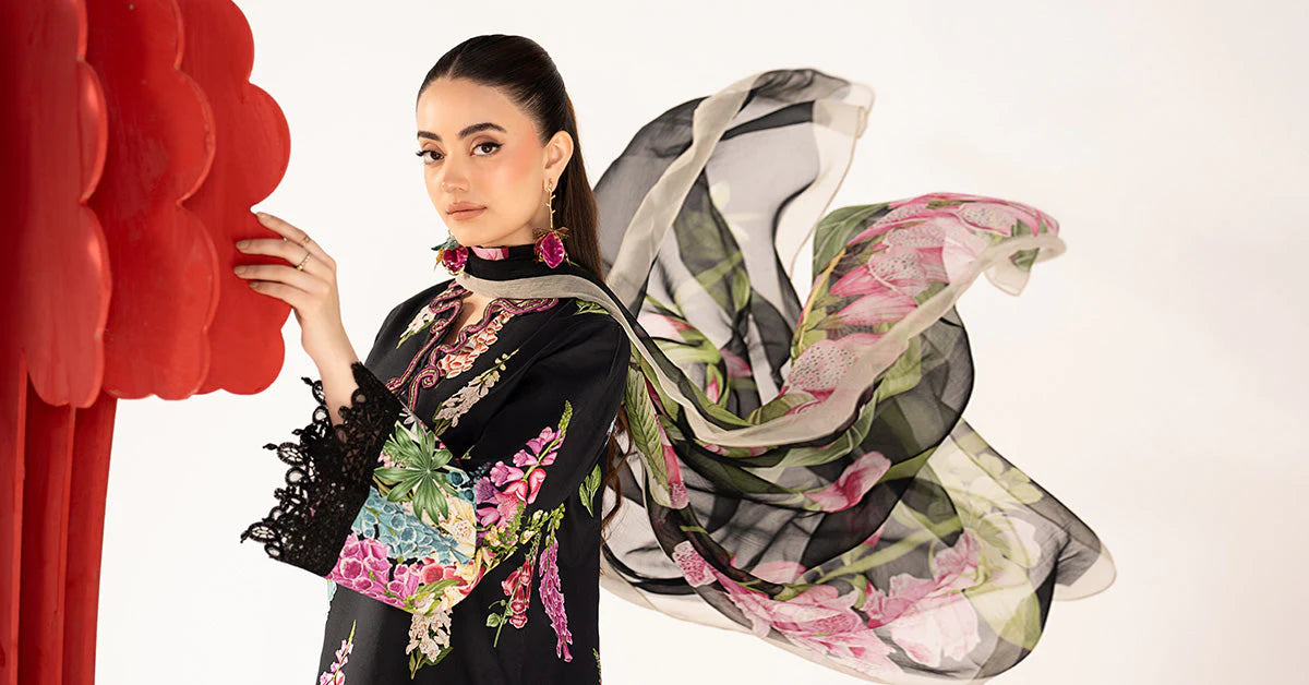 3 Piece Embroidered Lawn Suit - MPS-3005-B-Small